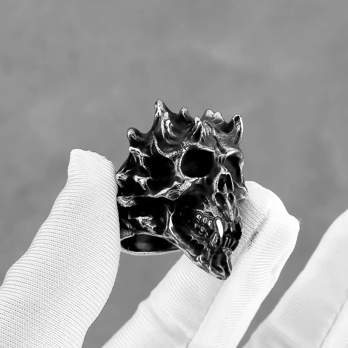 Vintage Scandinavian Viking Skull Ring Size 44 - 2 Thumbnail