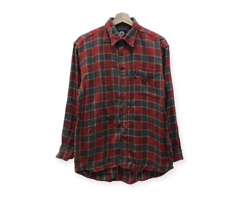 image of Converse Plaid Tartan Flannel Shirt, Men's (Size Medium)