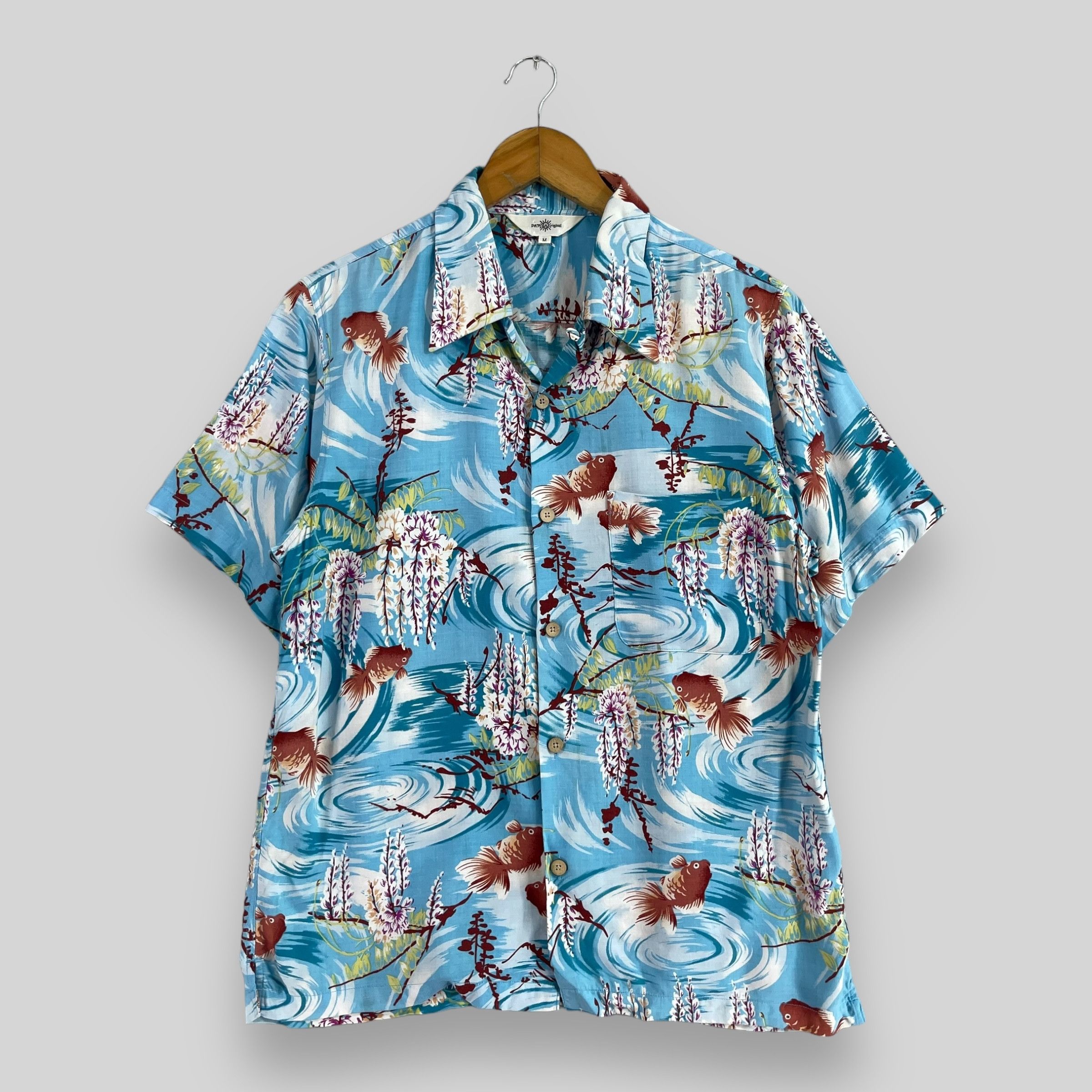 Japanese Brand × Vintage Vintage PATINA Japanese Hawaiian Gold Fish Rayon Shirt Size US M / EU 48-50 / 2 - 1 Thumbnail