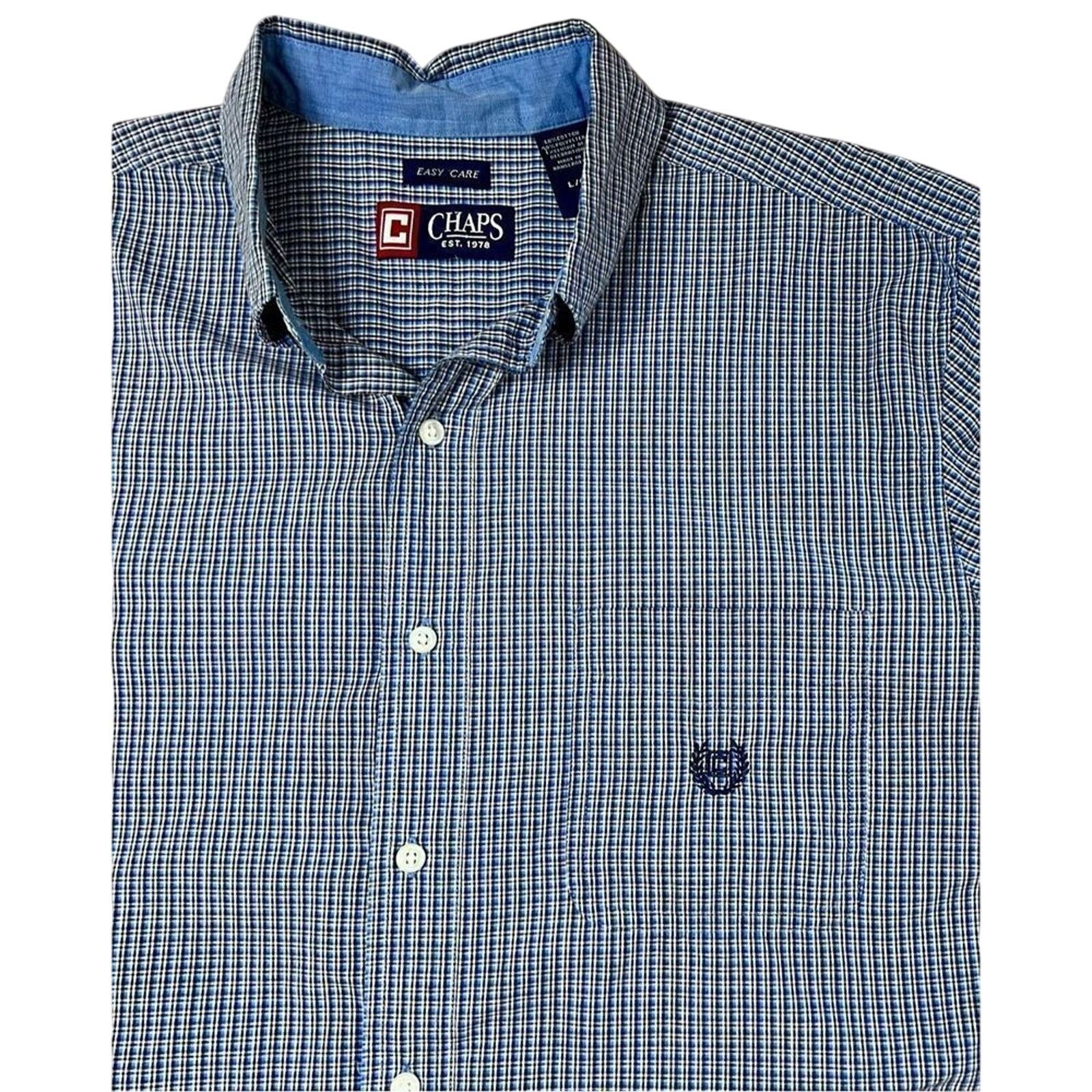 Chaps Chaps Blue Gingham Poplin Button Down Shirt LARGE Business Size US L / EU 52-54 / 3 - 3 Thumbnail
