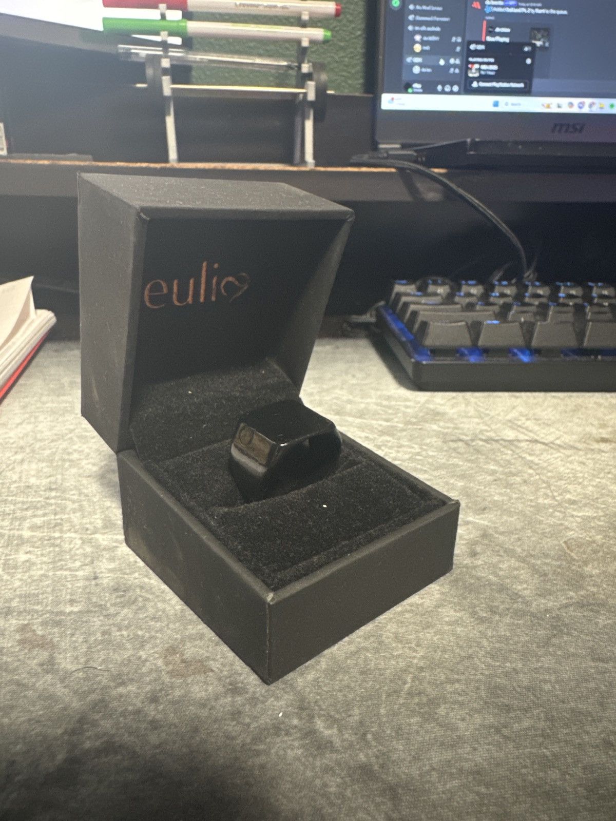 Jewelry × Vintage Stainless steel all black squared ring Size ONE SIZE - 1 Thumbnail