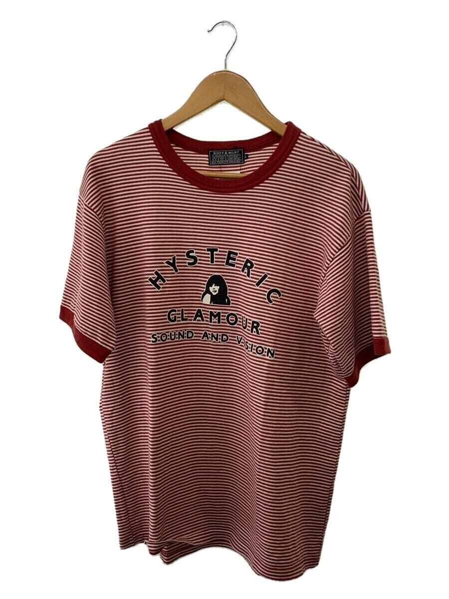 image of Hysteric Glamour Striped Sound And Vision T-Shirt in Red, Men's (Size Large)