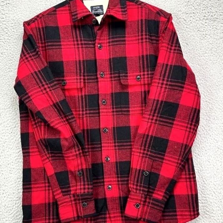 Vintage VINTAGE J Crew Shirt Shacket Mens Small Red Plaid Sherpa Lined Flannel Flap Pockets NEW Size US S / EU 44-46 / 1 - 3 Thumbnail