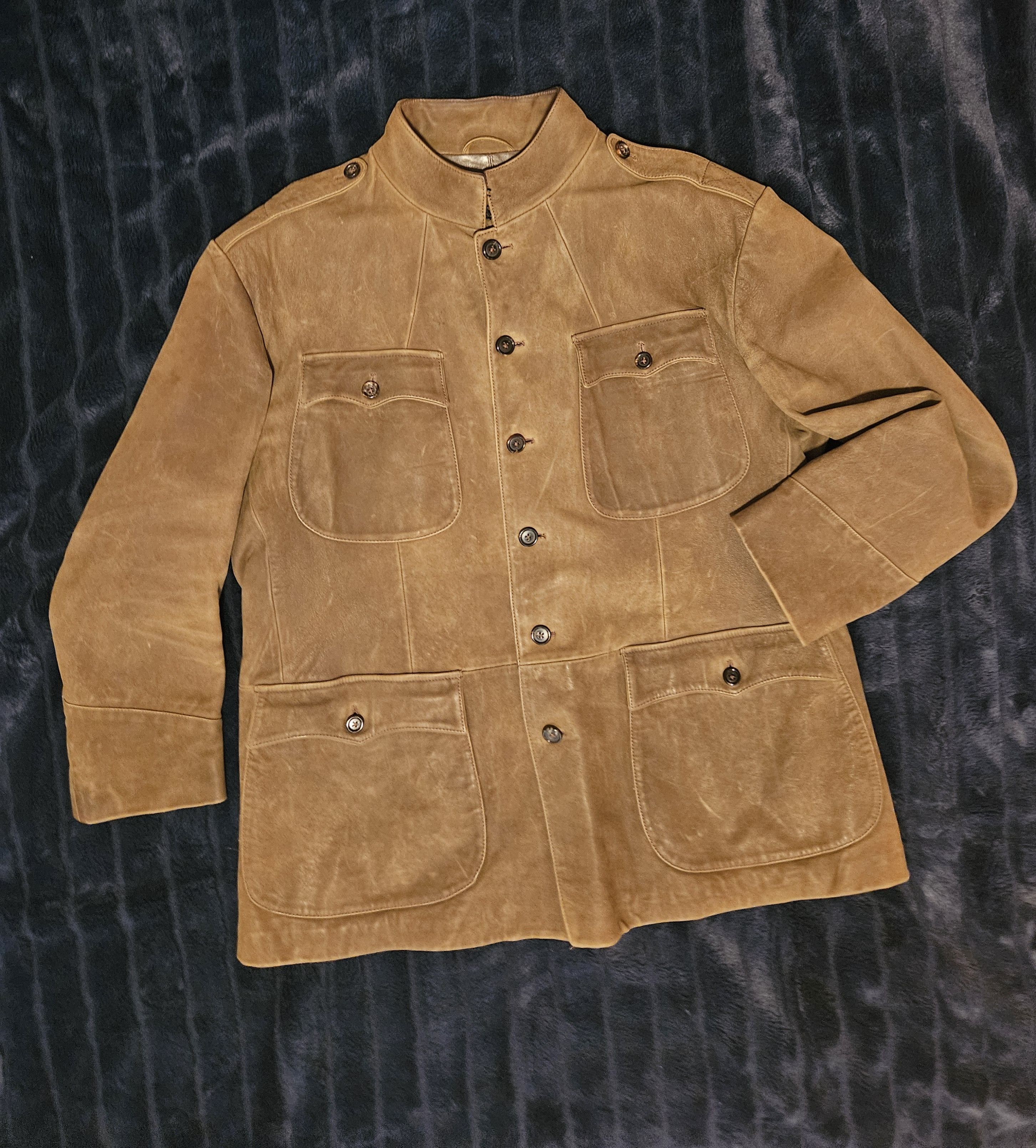 Ralph Lauren Purple Label Military Style Leather Jacket Size US XXL / EU 58 / 5 - 1 Thumbnail