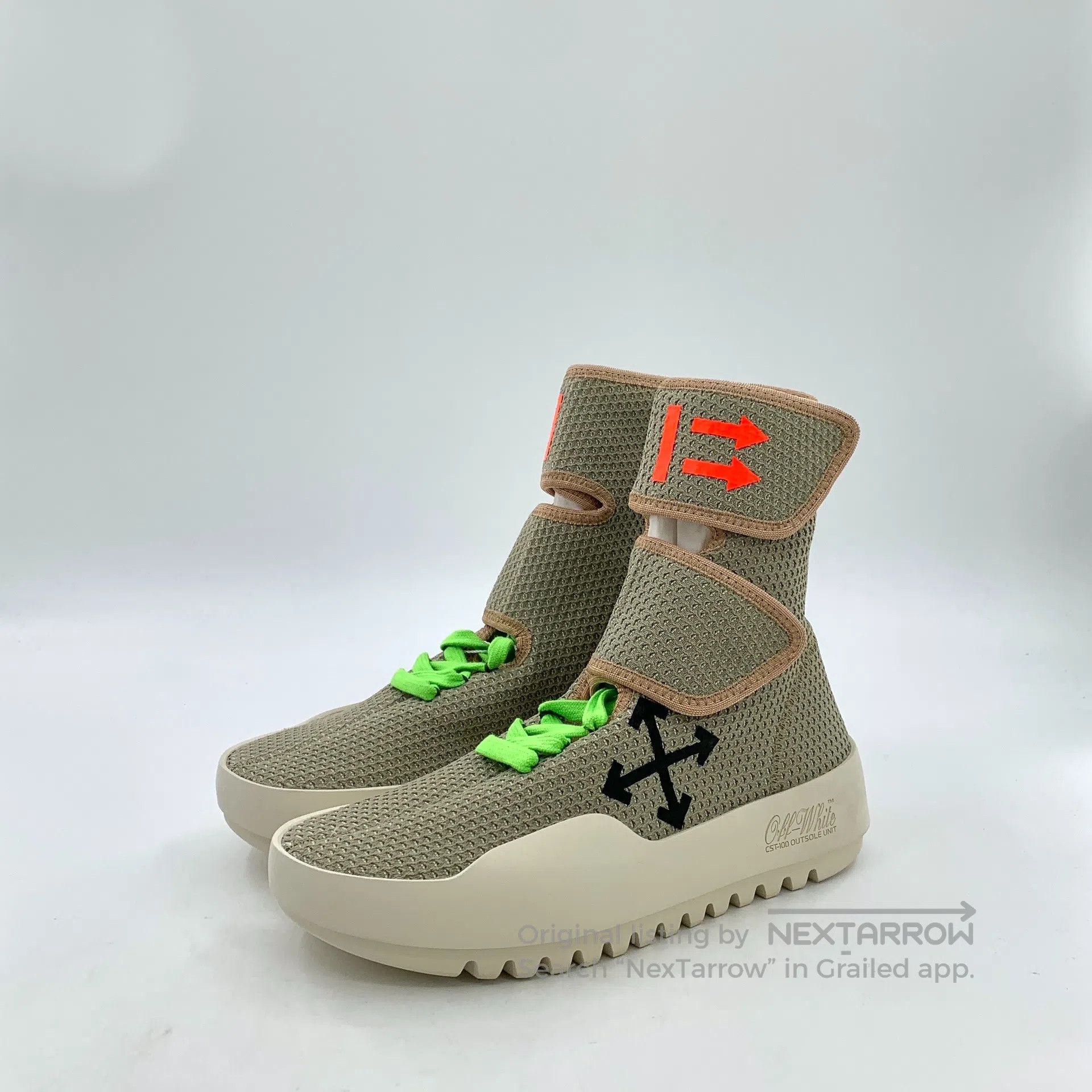 Off-White Off-White Brown Pointed Velcro Laced High Top Sneakers| Size US 4.5 / IT 34.5 - 1 Thumbnail