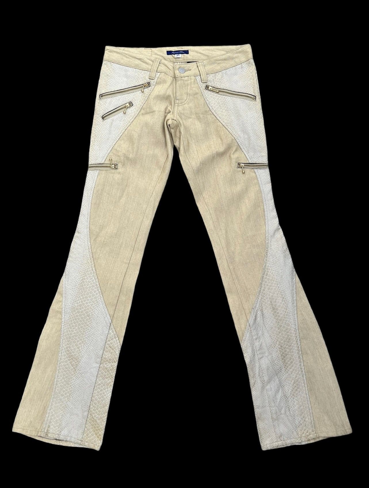 Vintage JAPONAIS BLEU Japan Snake Scales Zipper Flare Jeans Size US 28 / EU 44 - 1 Thumbnail
