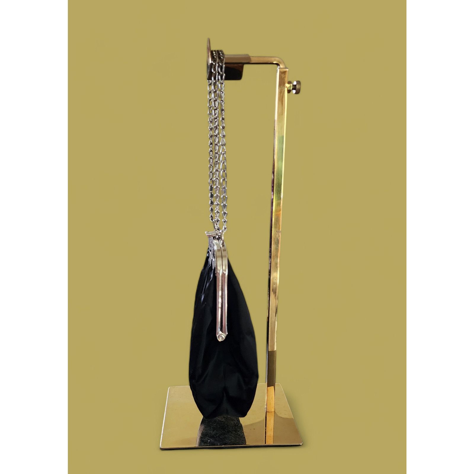Adam Levine Vtg H Levine Satin Scallop Framed Satchel Chain Strap Purse Size ONE SIZE - 7 Thumbnail