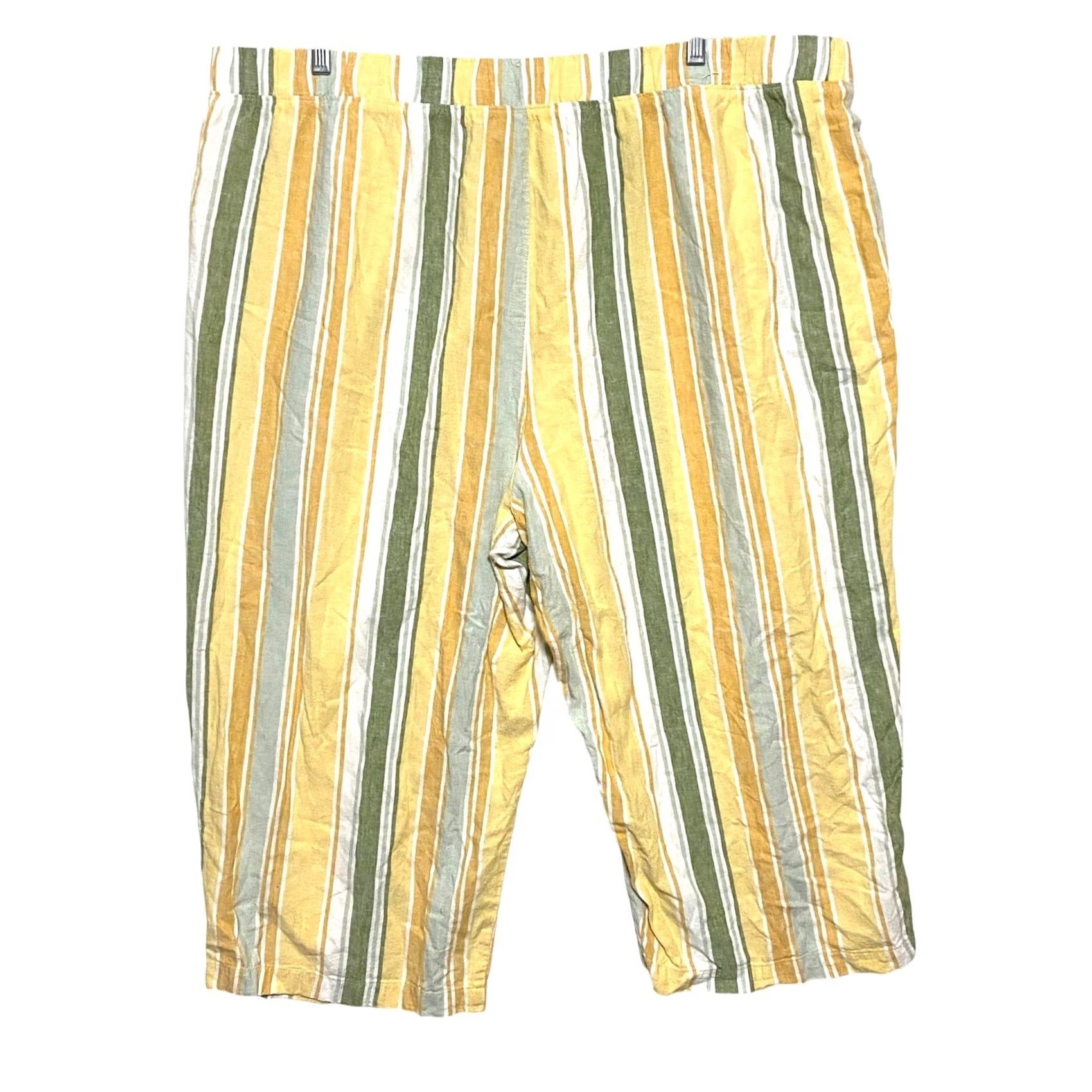 Croft & Barrow Croft & Barrow Linen Wide Leg Striped Crop Pants Womens 22W Beach Summer Coastal Size 40" / US 18 - 3 Thumbnail