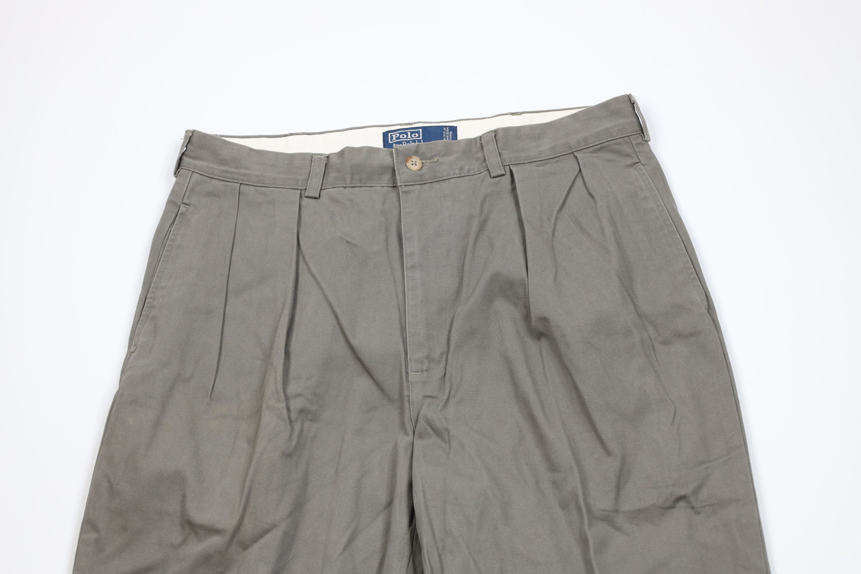 Ralph Lauren Vintage 90s Ralph Lauren Wide Leg Chino Pants Gray Cotton Size US 34 / EU 50 - 2 Thumbnail