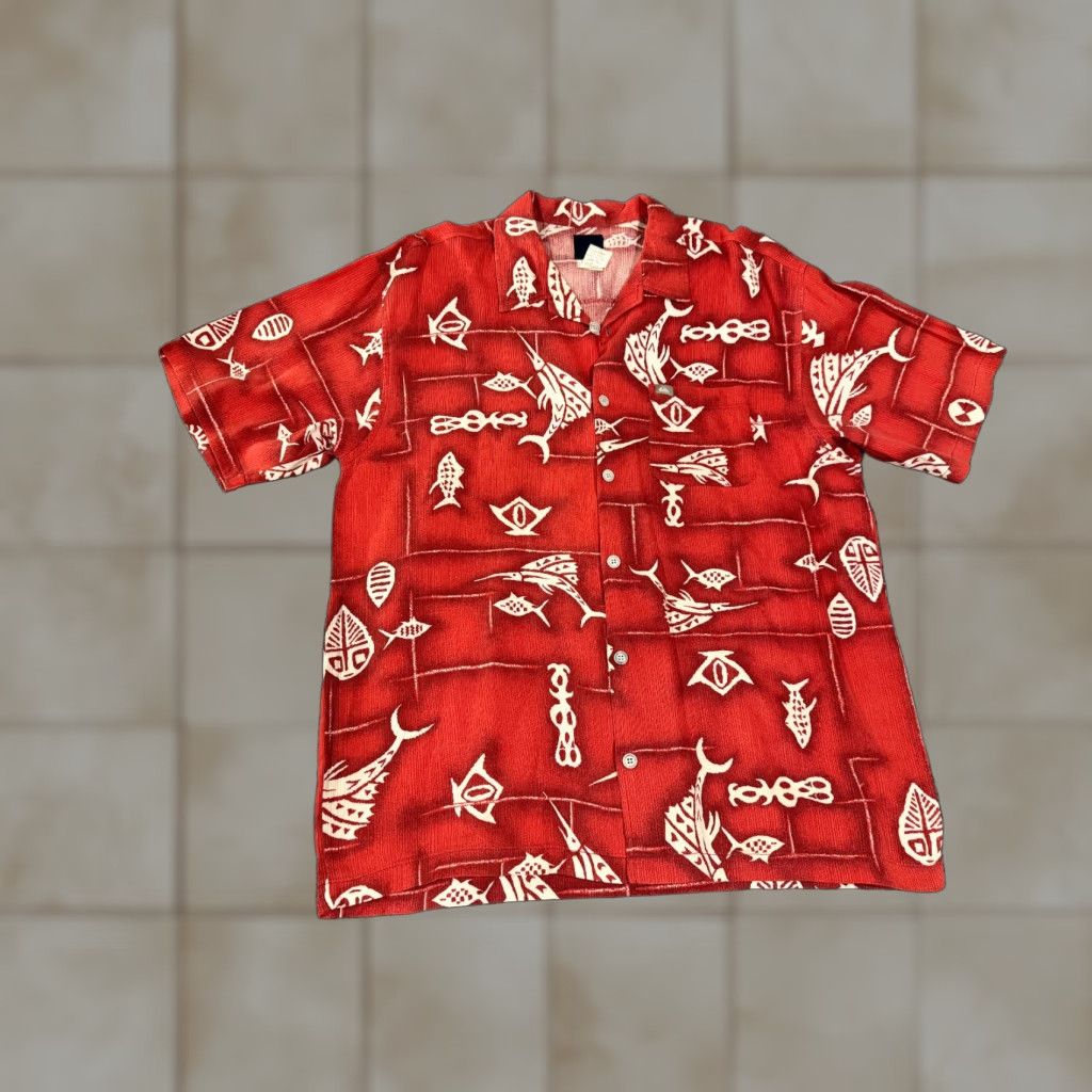 Quiksilver Quiksilver Shirt Button-Up Mens XL Red Hawaiian Tropical Fish Print Vintage Size US XL / EU 56 / 4 - 1 Thumbnail