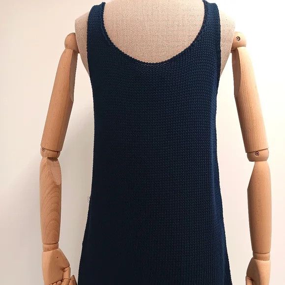 Lafayette 148 LAFAYETTE 148 Slub Blue Cotton Scoop Neck Knit Tank - Medium Size M / US 6-8 / IT 42-44 - 5 Thumbnail