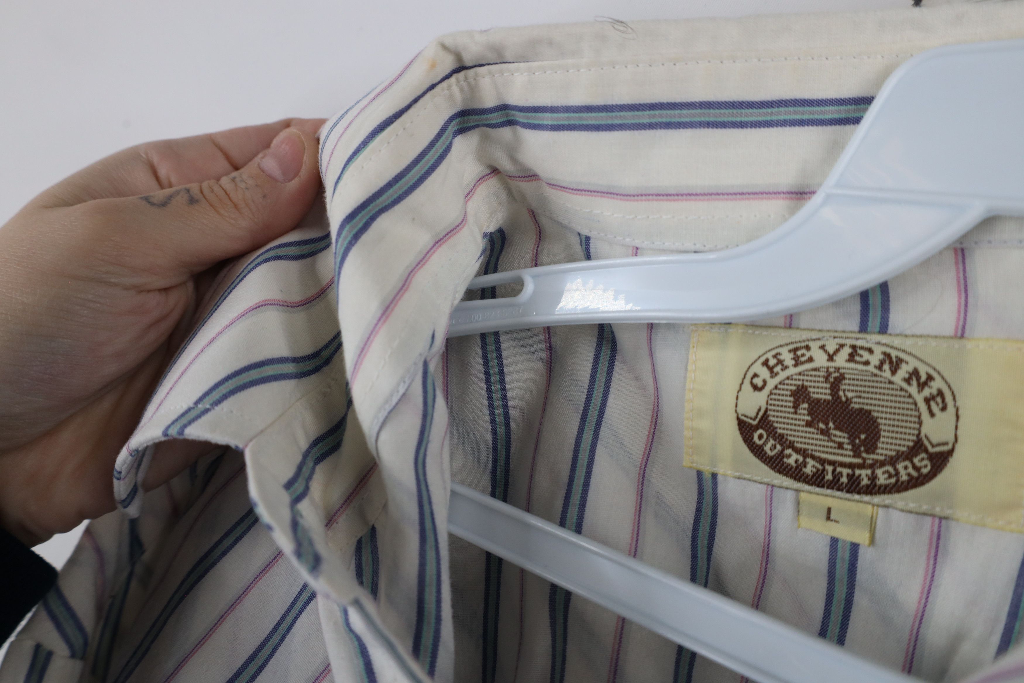Vintage Vintage 70s 80s Rockabilly Cowboy Striped Snap Button Shirt Size US L / EU 52-54 / 3 - 8 Thumbnail