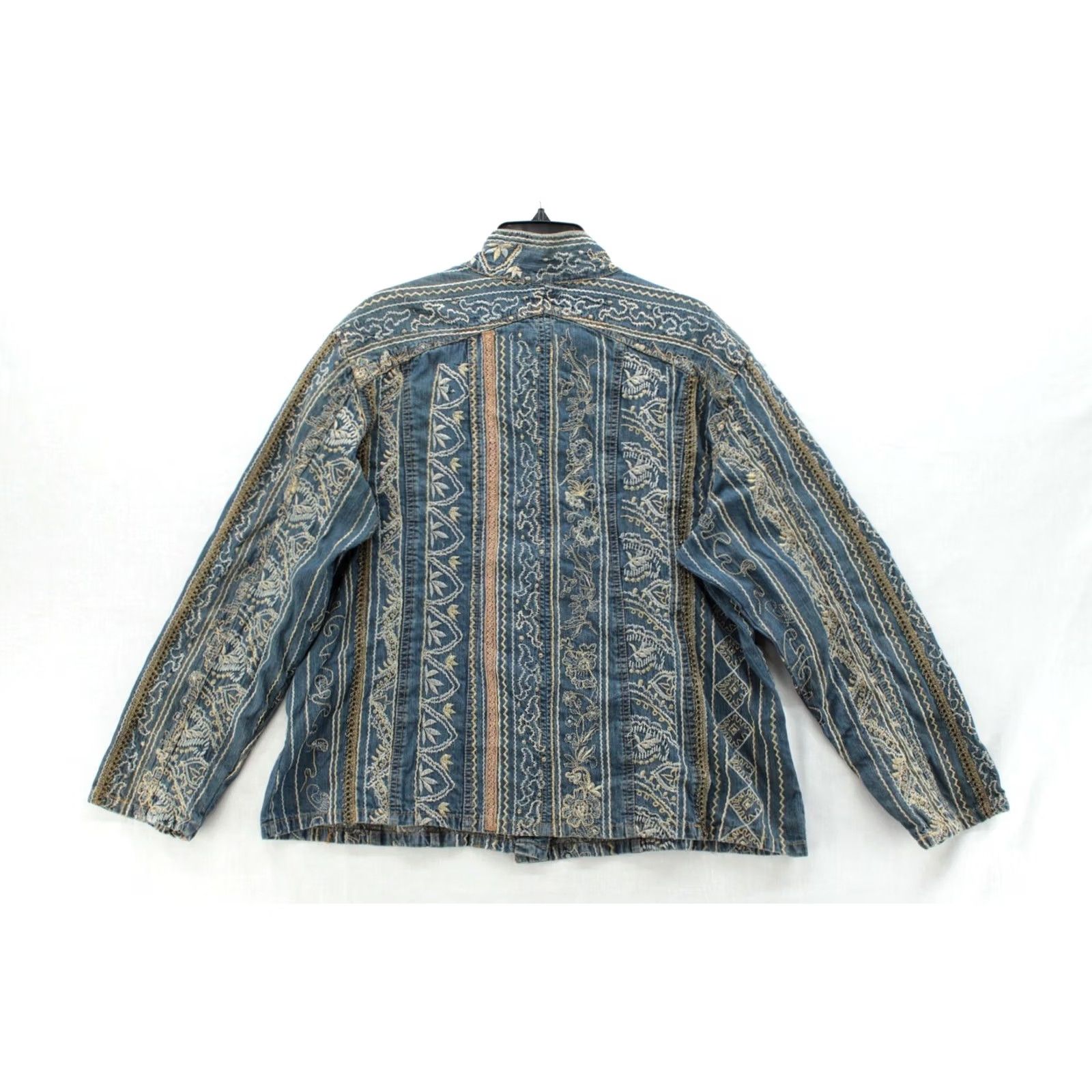 Vintage Chico’s Heavily Embroidered Denim Jacket Women XL Blue Boho Artisan Western Chic Size XL / US 12-14 / IT 48-50 - 3 Thumbnail