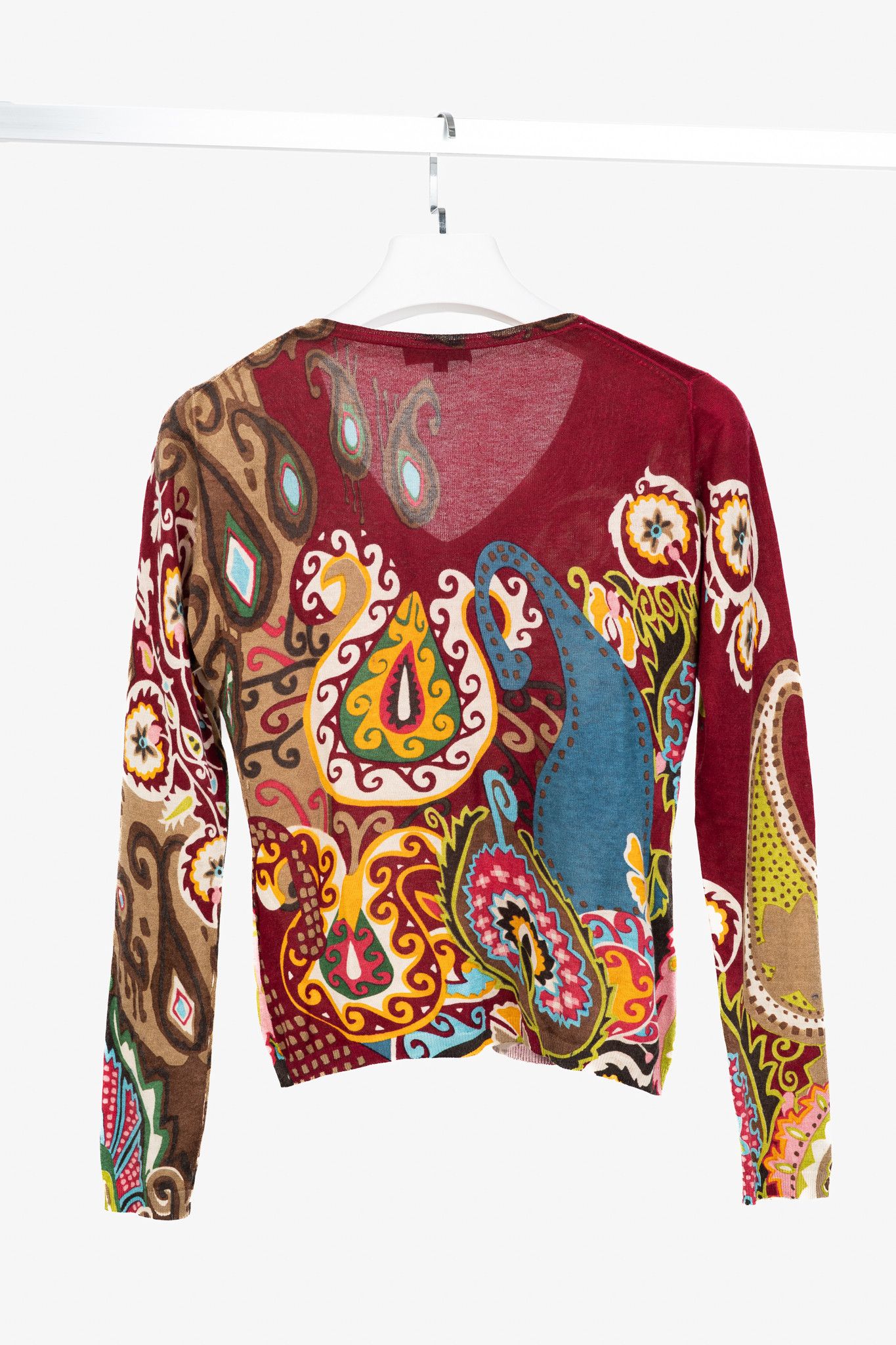 Etro Etro Burgundy Silk & Cashmere Floral-Paisley Pullover Size M / US 6-8 / IT 42-44 - 2 Thumbnail