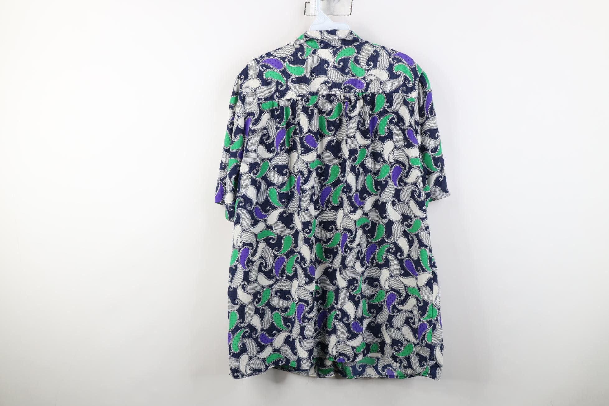 Vintage Vintage 90s Streetwear Polyester Paisley Button Shirt USA Size 3XL / US 20-22 - 12 Thumbnail