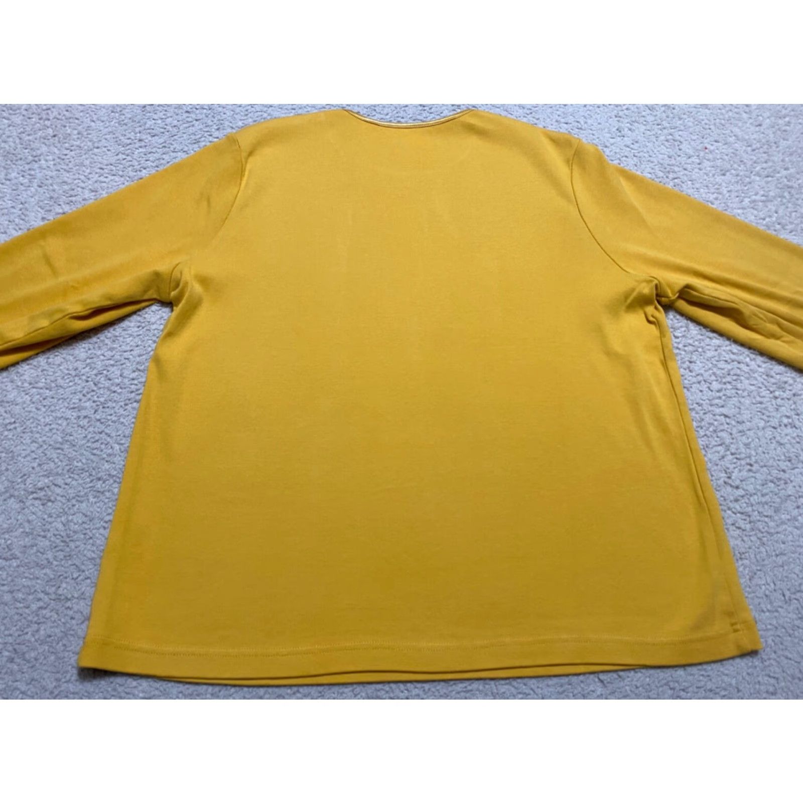 Vintage CJ Banks Womens 1X Plus Shirt 3/4 Sleeve Round Neck Solid Yellow 100% Cotton Blouse Womens Size XL / US 12-14 / IT 48-50 - 7 Thumbnail