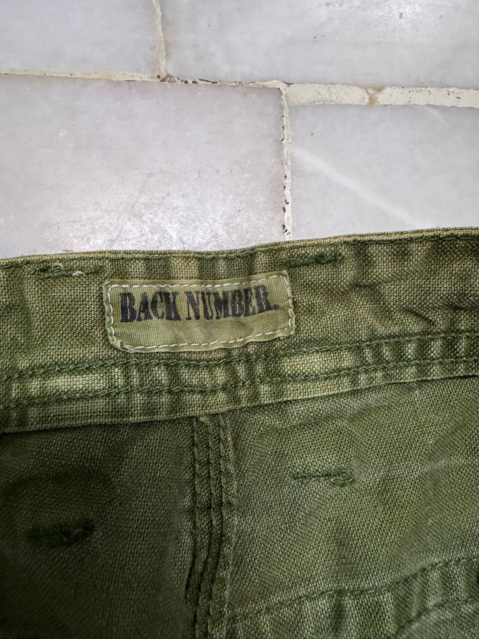 Kapital 💥Thrashed 90s Back Number Olive Green Jeans Sick style Size US 31 - 10 Thumbnail