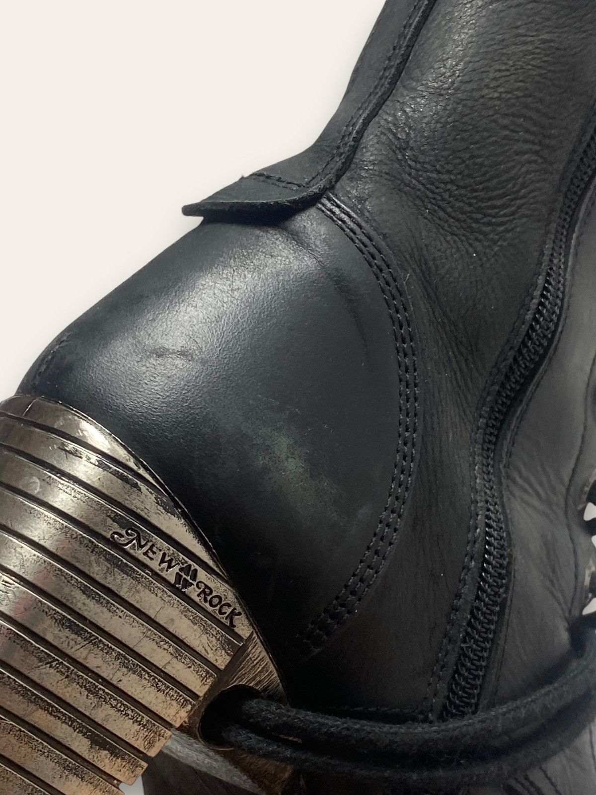 New Rock Vintage NEW ROCK Heels High Top Leather Skin Black Boots Size US 10 / IT 40 - 16 Thumbnail