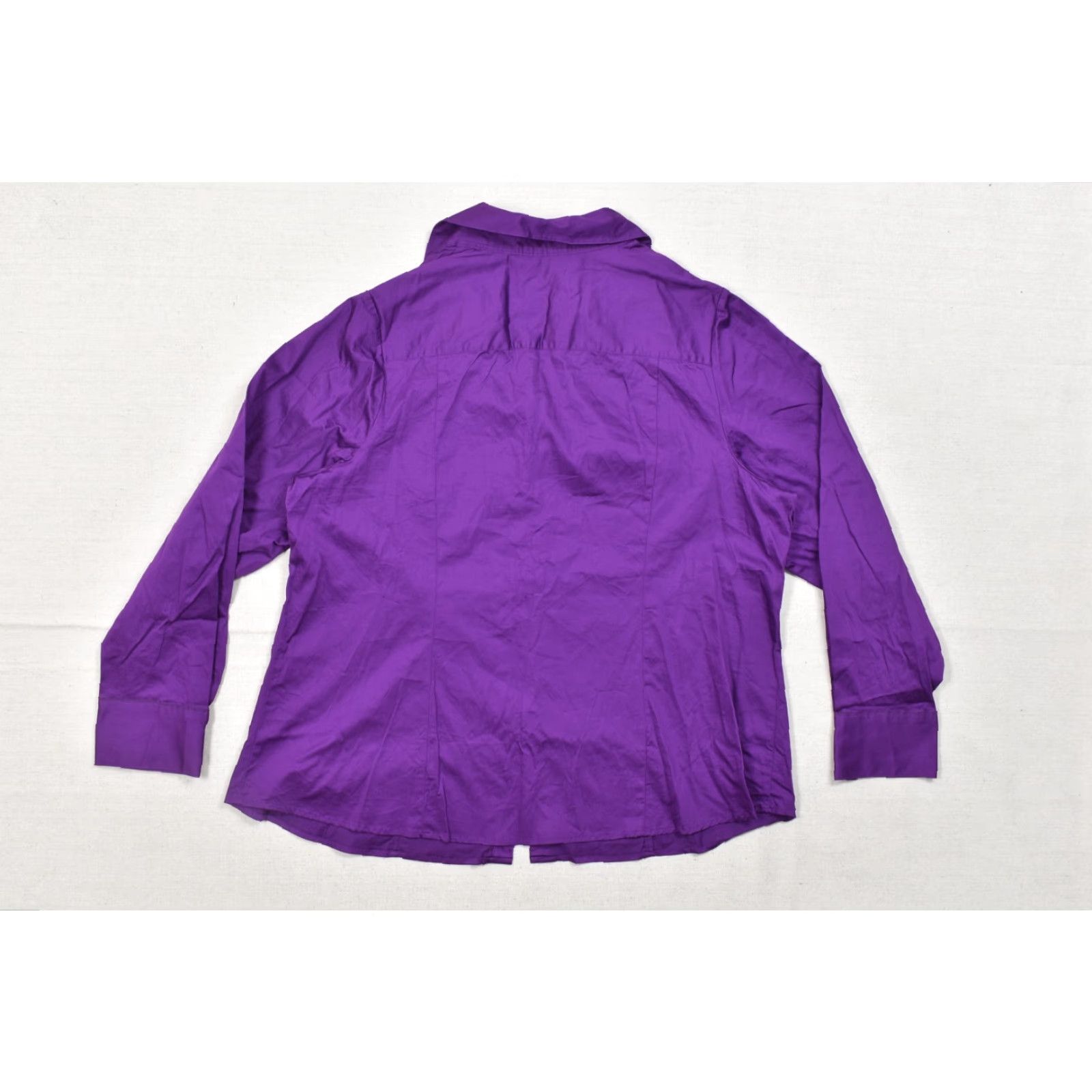 Vintage Lane Bryant Womens Plus Size 20 Purple Cotton Stretch Long Sleeve Button-Down Blouse Shirt Blouse Size 3XL / US 20-22 - 2 Thumbnail