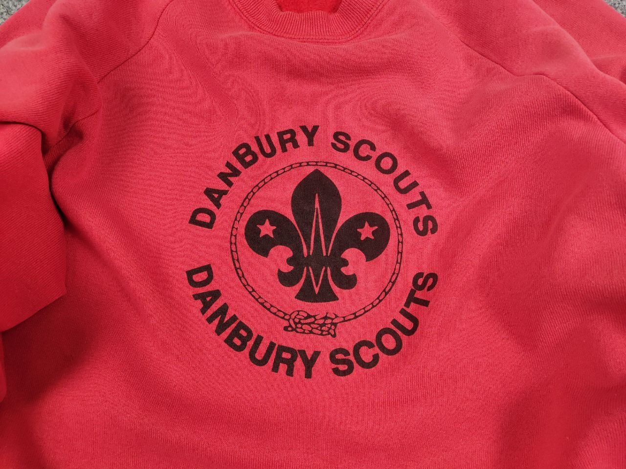 Vintage Vintage 80's Danbury Scouts Logo Red Faded Sweatshirt Size US XL / EU 56 / 4 - 10 Thumbnail
