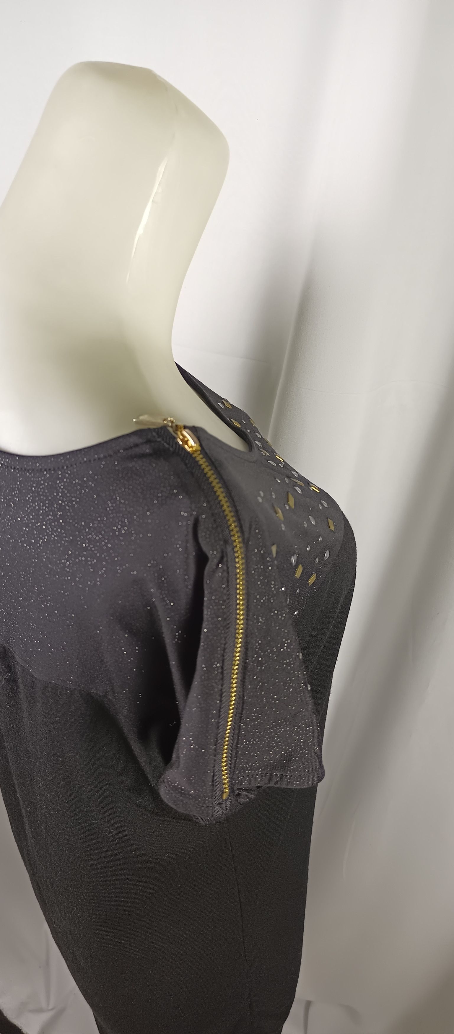 Beauty Beast × Japanese Brand PASTIME Women's Black Tsirt Rhinestones Zipp on Shoulder Size L / US 10 / IT 46 - 10 Thumbnail