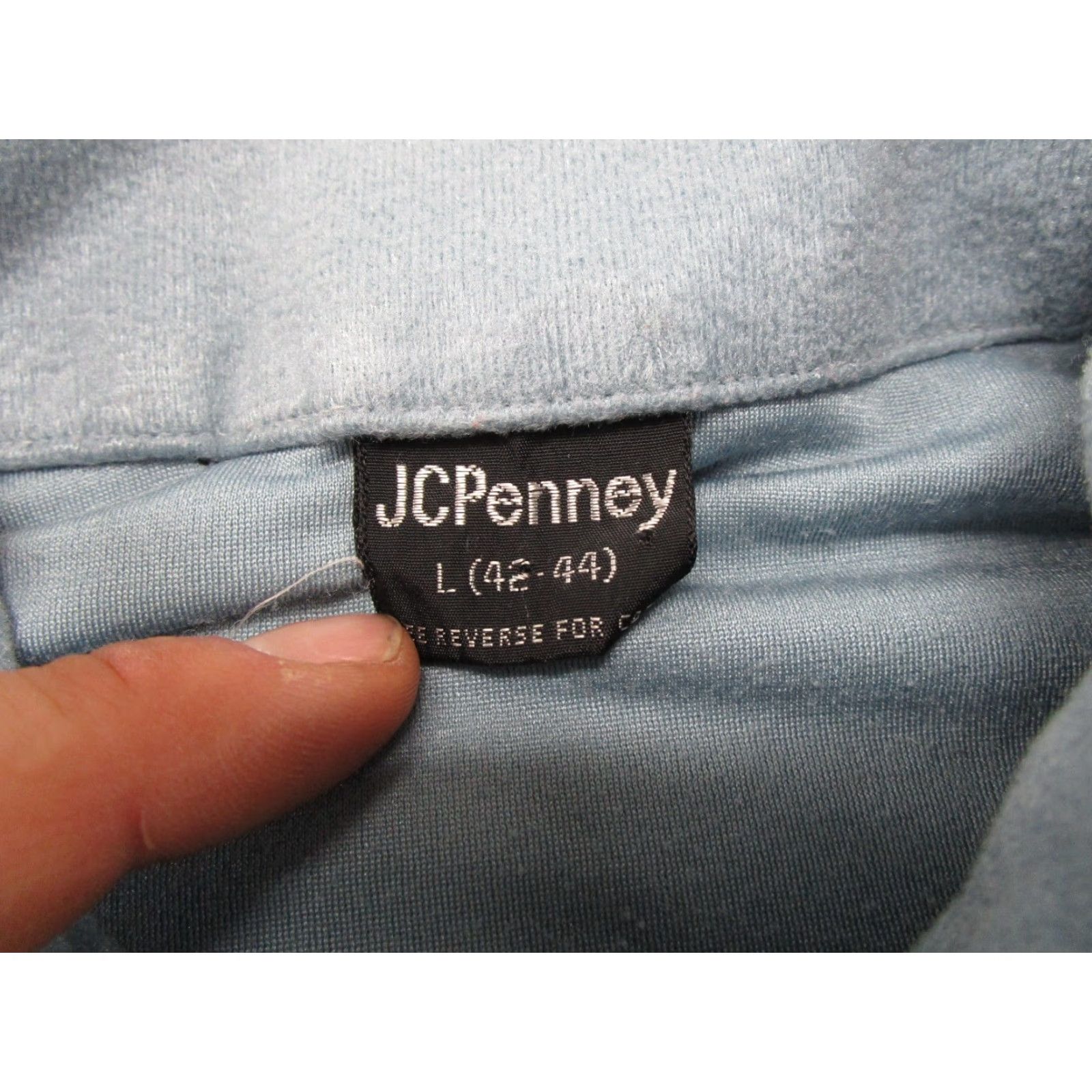 Vintage VINTAGE JC Penny Polo Shirt Velour 70s Grunge Hippie Mens Size L Blue Velvet Toweling Pocketed Pullovers? Size US L / EU 52-54 / 3 - 2 Thumbnail