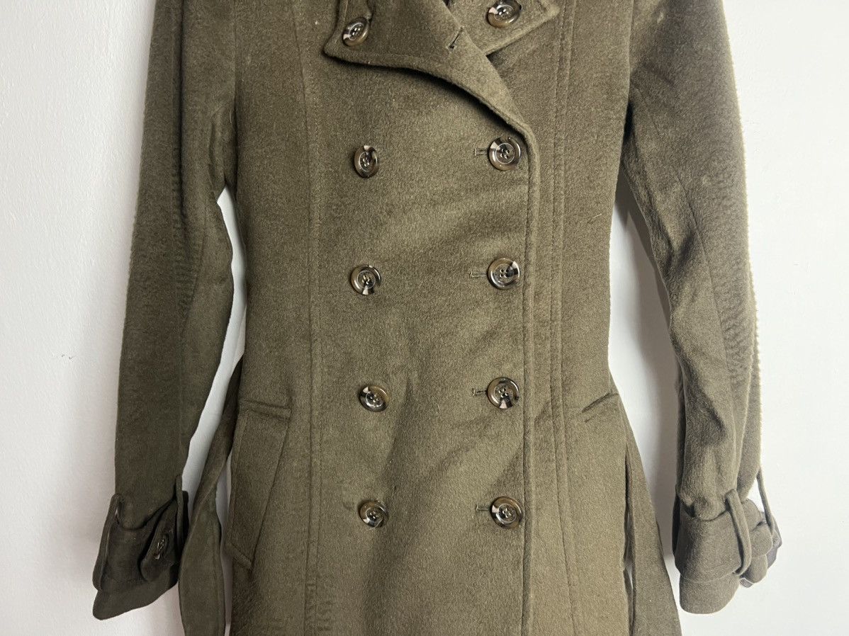 Japanese Brand Ozoc Double Breasted Faux Fur Olive Green Trench Coat Size US S / EU 44-46 / 1 - 5 Thumbnail