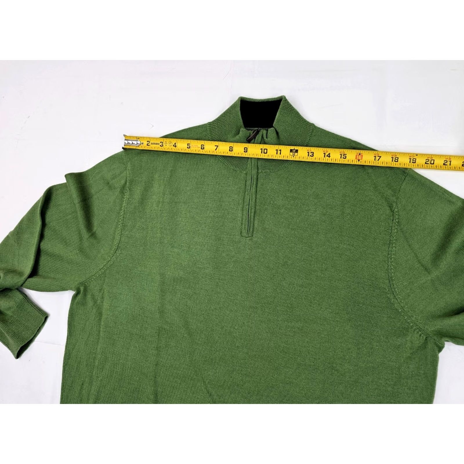 Club Room Club Room Italian Spun Yard Merino Wool Blend 1/4 Zip Sweater Men L Green Size US L / EU 52-54 / 3 - 7 Thumbnail