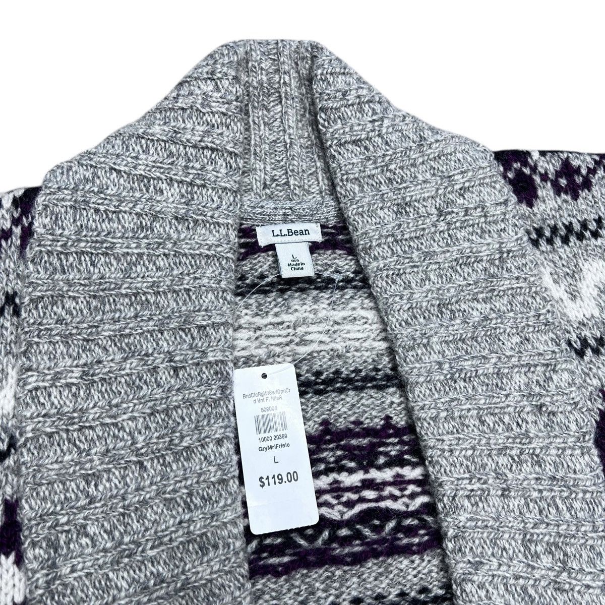L.L. Bean NWT LL Bean 100% Lambs Wool Fair Isle Long Sweater Cardigan Size L / US 10 / IT 46 - 2 Thumbnail