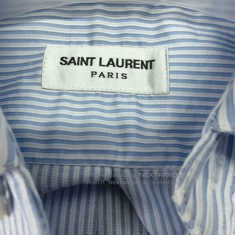 Saint Laurent Paris Saint Laurent Paris Navy and white striped embroidered log Size XXS / US 00 / IT 34 - 4 Thumbnail