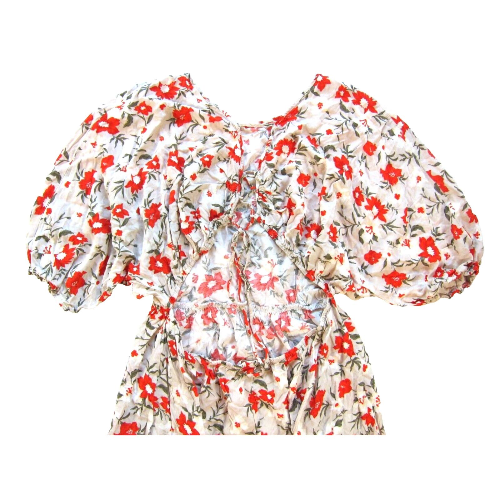 Vintage VINTAGE Time After Time Floral Maxi Dress Open Back Long Rayon Orange Green Large Size L / US 10 / IT 46 - 5 Thumbnail