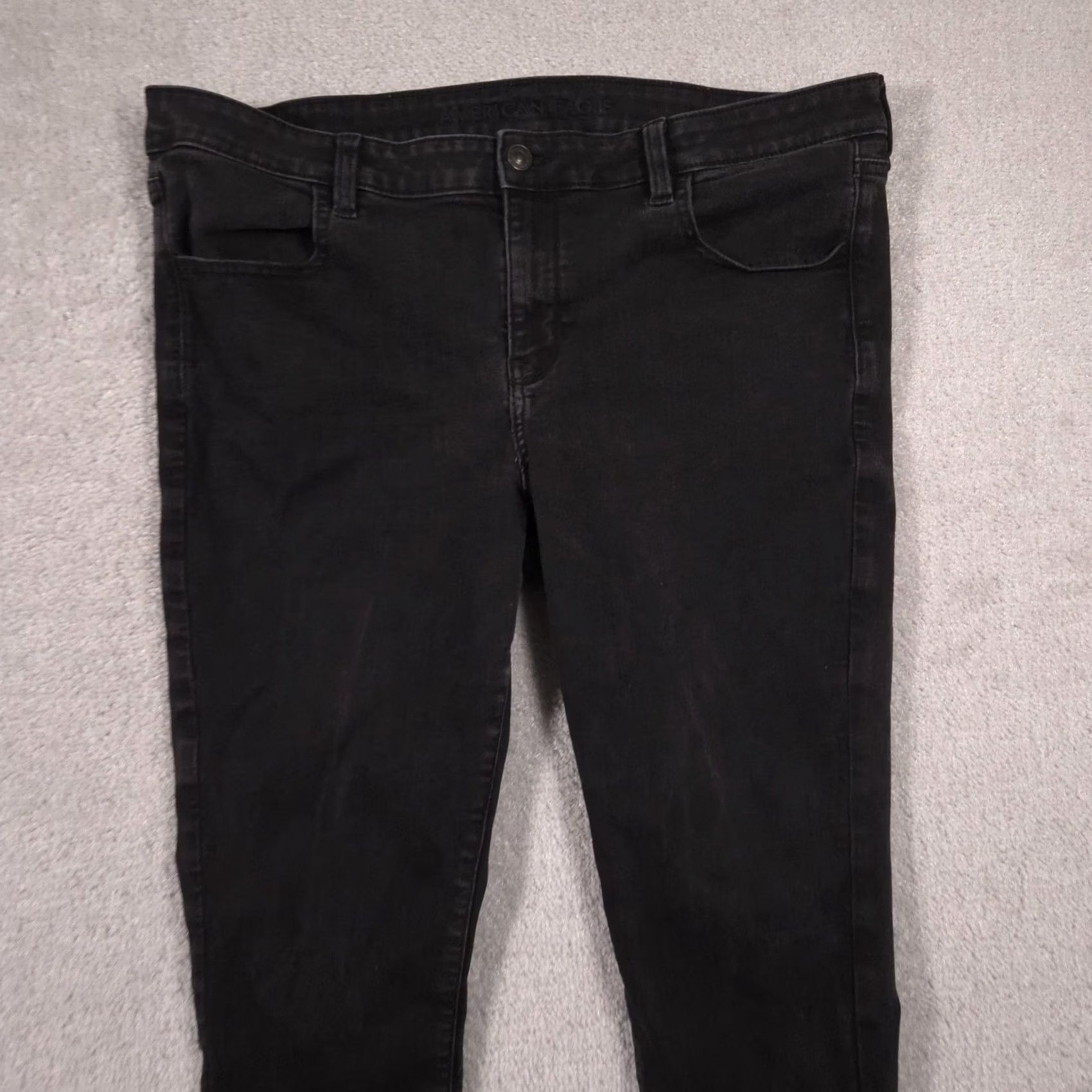 American Eagle Outfitters VINTAGE? No. American Eagle Jeans Women 18 Black Dark Wash Jegging Slim Stretch 5-Pocket Denim XS? Size 40" / US 18 - 3 Thumbnail