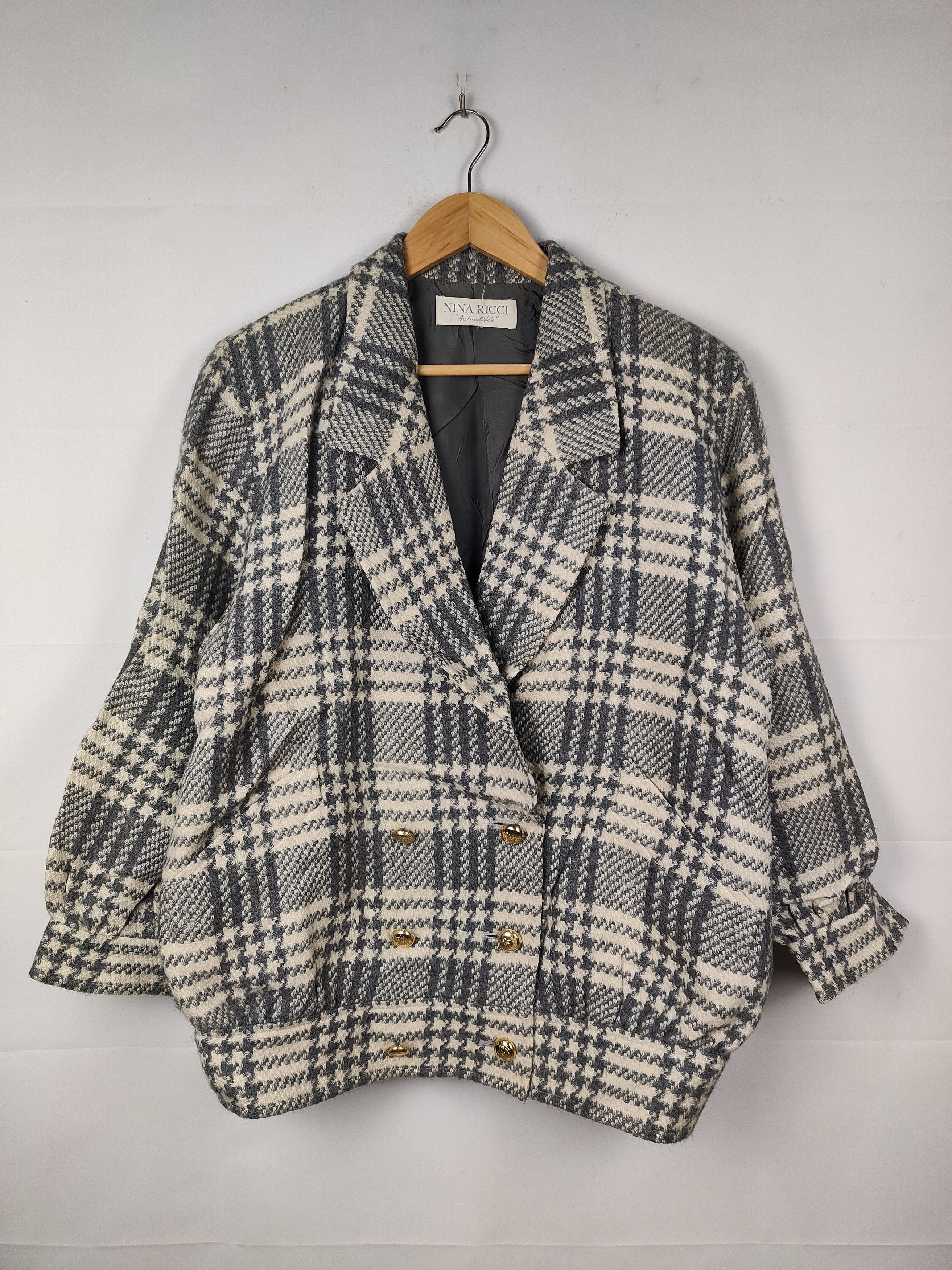 Nina Ricci NINA RICCI double-breasted plaid cocoon jacket Size XL / US 12-14 / IT 48-50 - 1 Thumbnail