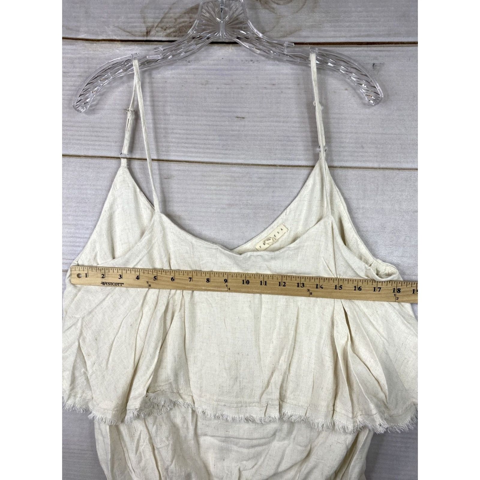 Vintage Promesa Bodysuit Womens 2XL Beige Linen Rayon Fringe Boho Snap Festival Satin? Size XXL / US 16-18 / IT 52-54 - 6 Thumbnail