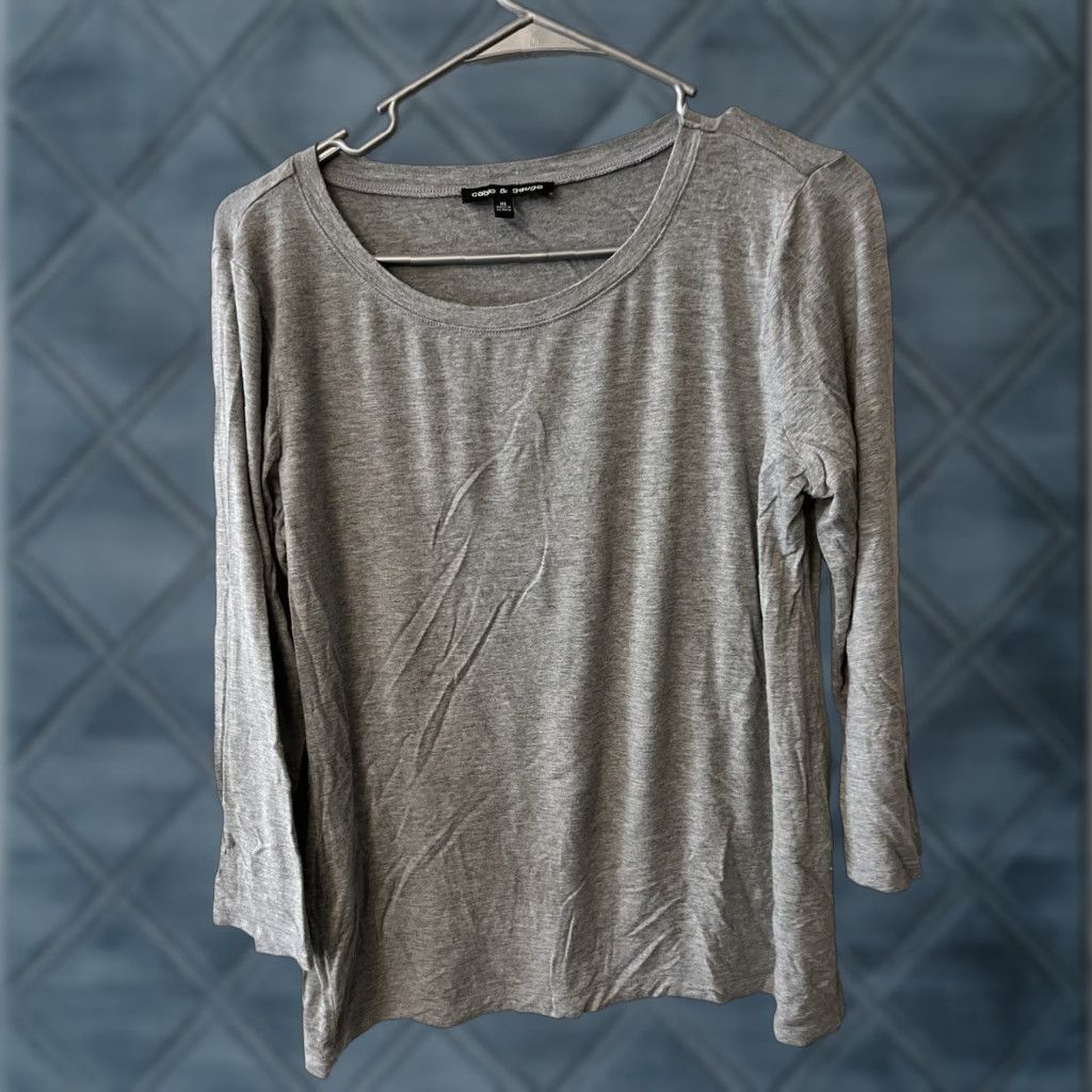 Vintage Cable & Gauge T-Shirt 3/4 Sleeve Grey Crew Neck XL Women Shirt Casual Basic Solid Vintage: No (adjust to context) Size XL / US 12-14 / IT 48-50 - 1 Thumbnail