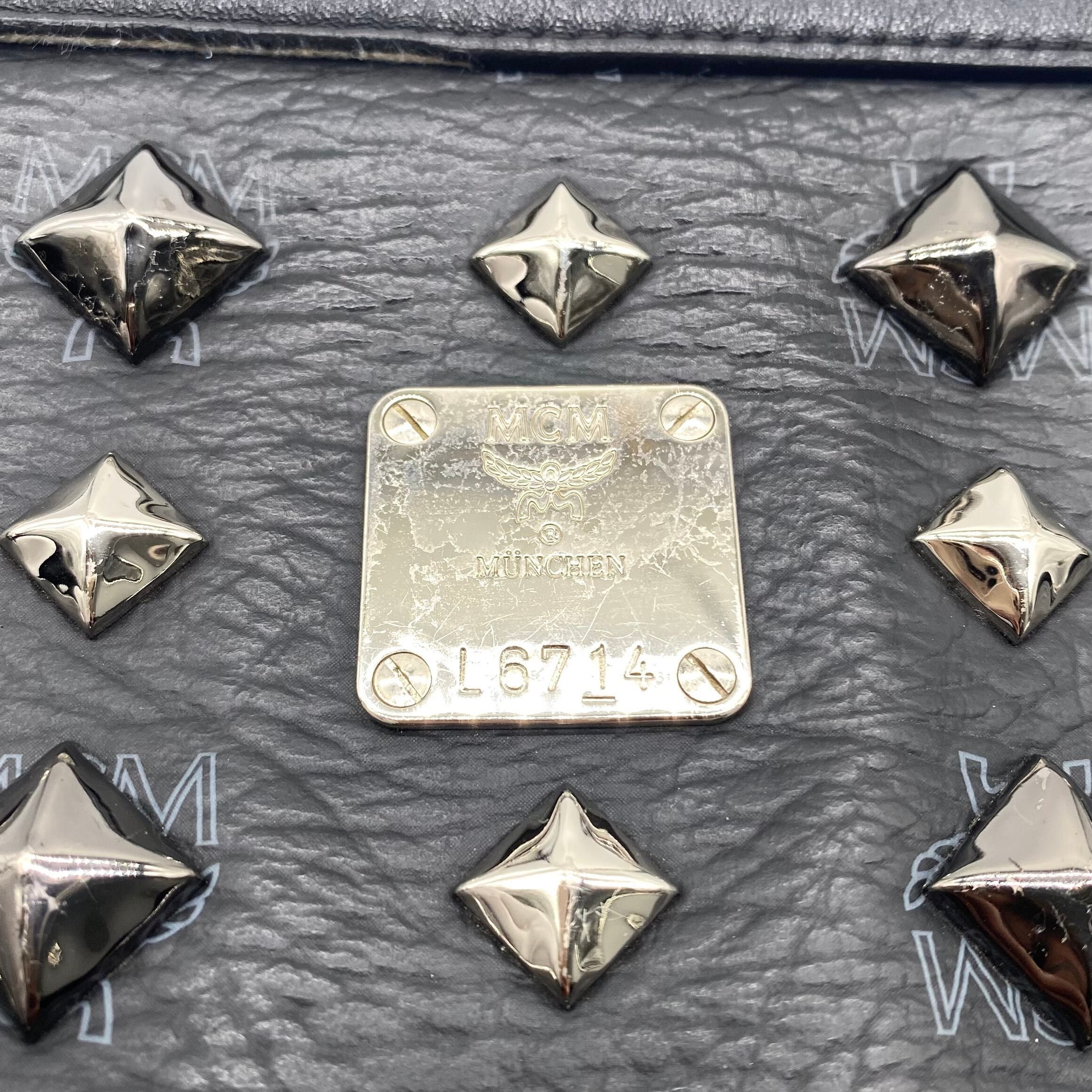 MCM MCM Visetos Clutch Bag with studs Black oveless guild prime Size ONE SIZE - 3 Thumbnail