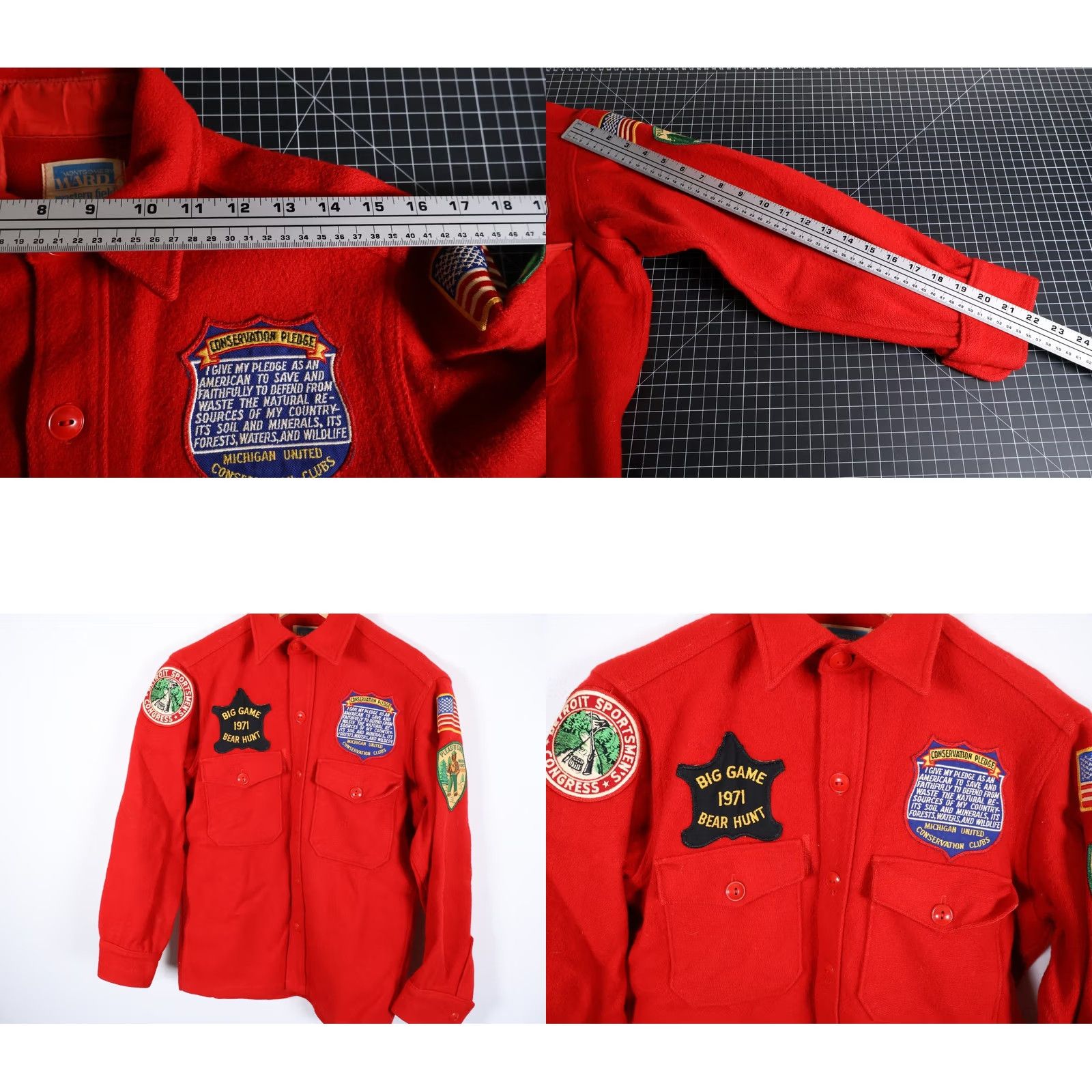 Vintage VINTAGE Montgomery Ward Woolrich Shirt Mens Medium Red Wool Western Field + Patches Shirt Mens Medium Red Wool Western Field + Patches Size US M / EU 48-50 / 2 - 8 Thumbnail