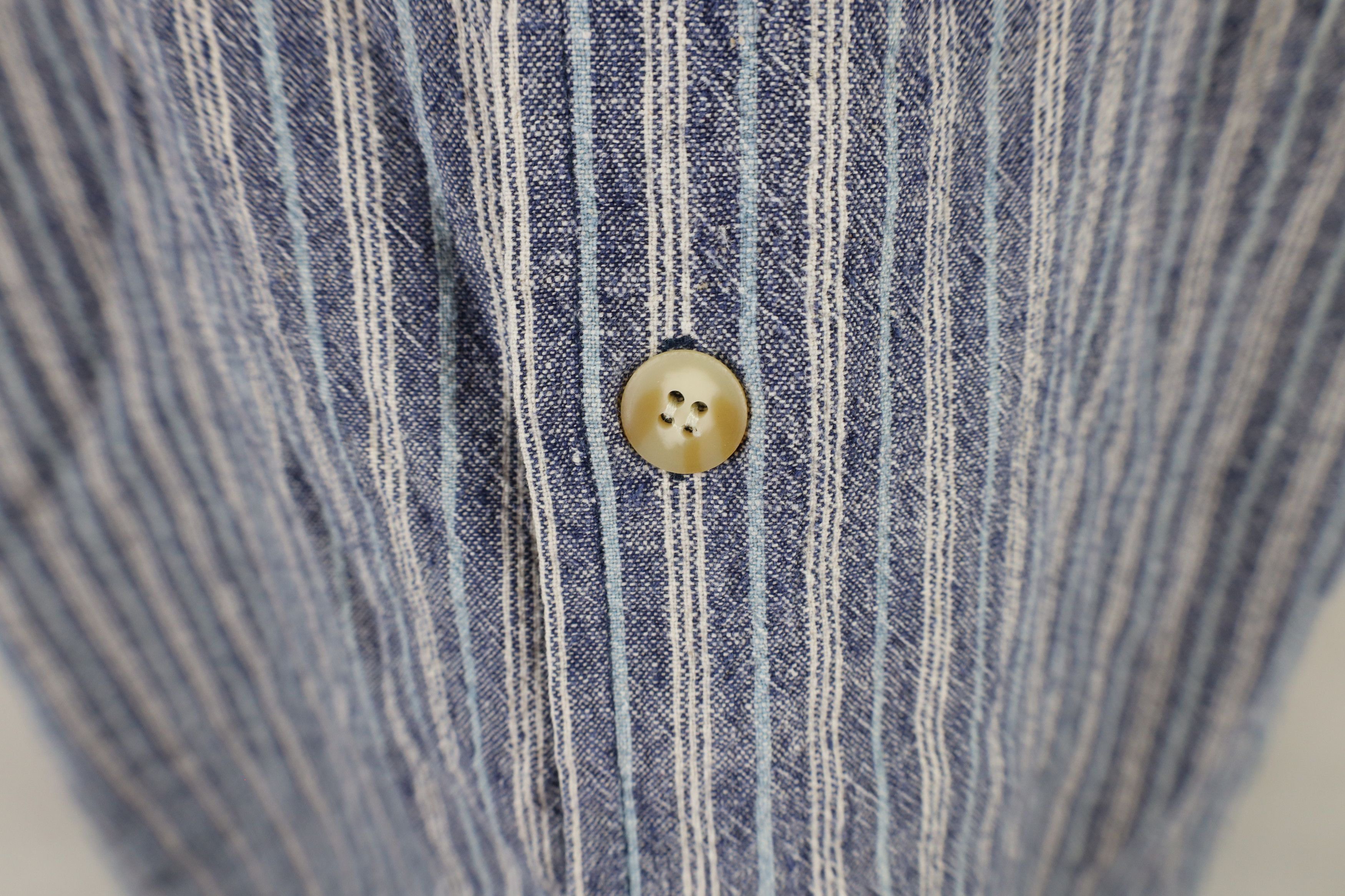 Vintage Vintage 90s Streetwear Striped Band Collar Button Shirt Size US L / EU 52-54 / 3 - 4 Thumbnail