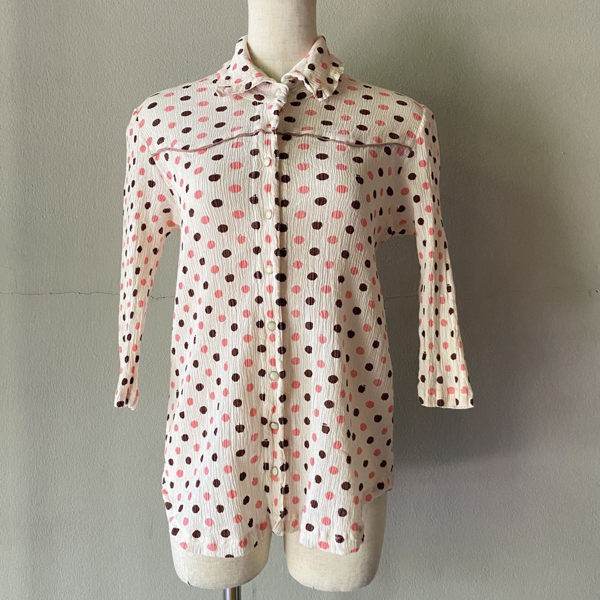 Tsumori Chisato Tsumori Chisato Pink Red Polka Dot Long Sleeve Shirt Size XS / US 0-2 / IT 36-38 - 1 Thumbnail