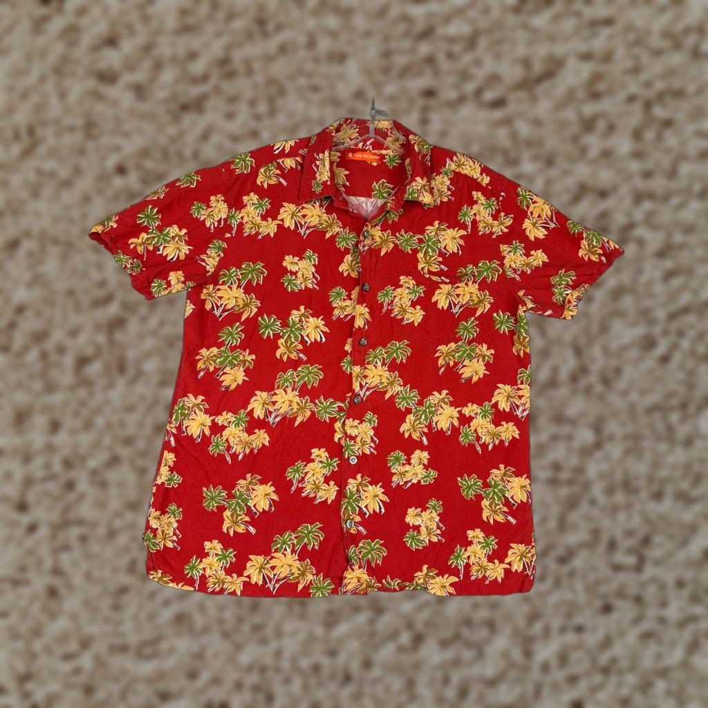 Tori Richard Tori Richard Shirt Men Large Red Floral Silk Blend Hawaiian Button-Up Short Sleeve Resort Luau Aloha 40 in Chest Mens Size US L / EU 52-54 / 3 - 1 Thumbnail