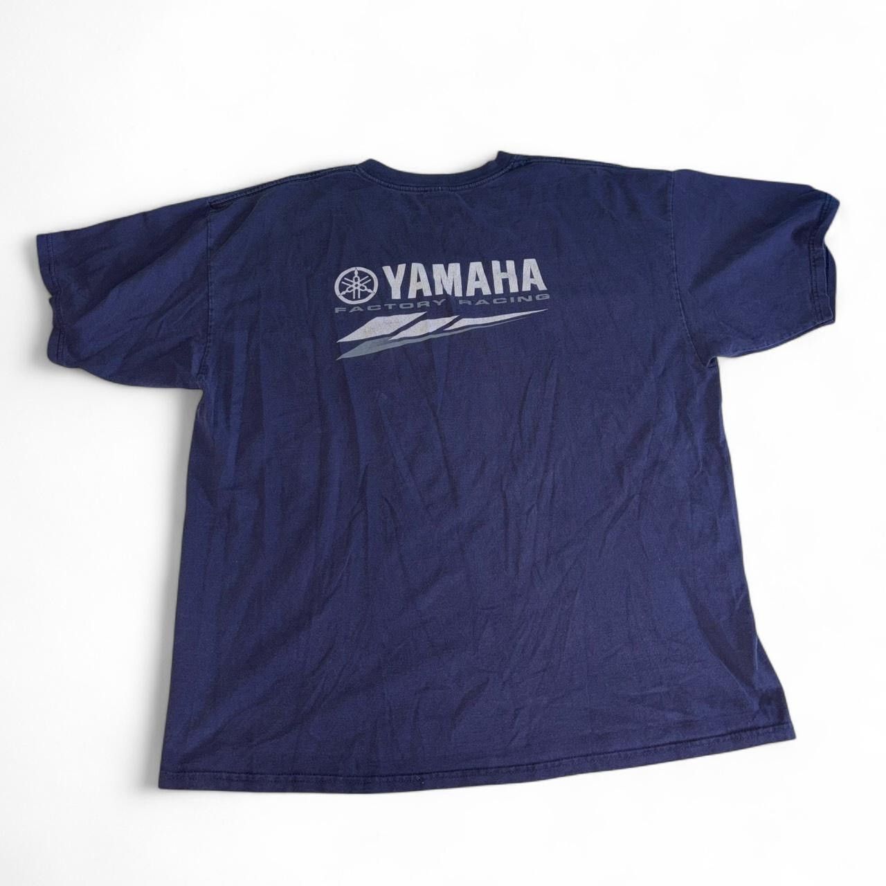 Vintage × Yamaha RARE 90’s Vintage Navy Yamaha Factory Racing Tee Shirt Size US XXL / EU 58 / 5 - 1 Thumbnail