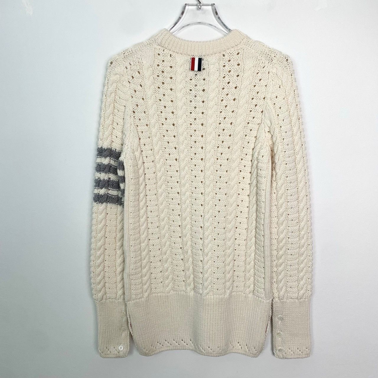 Thom Browne Thom Browne Off-white Cotton Long Sleeve Knit Sweater K26WX Size S / US 4 / IT 40 - 2 Thumbnail