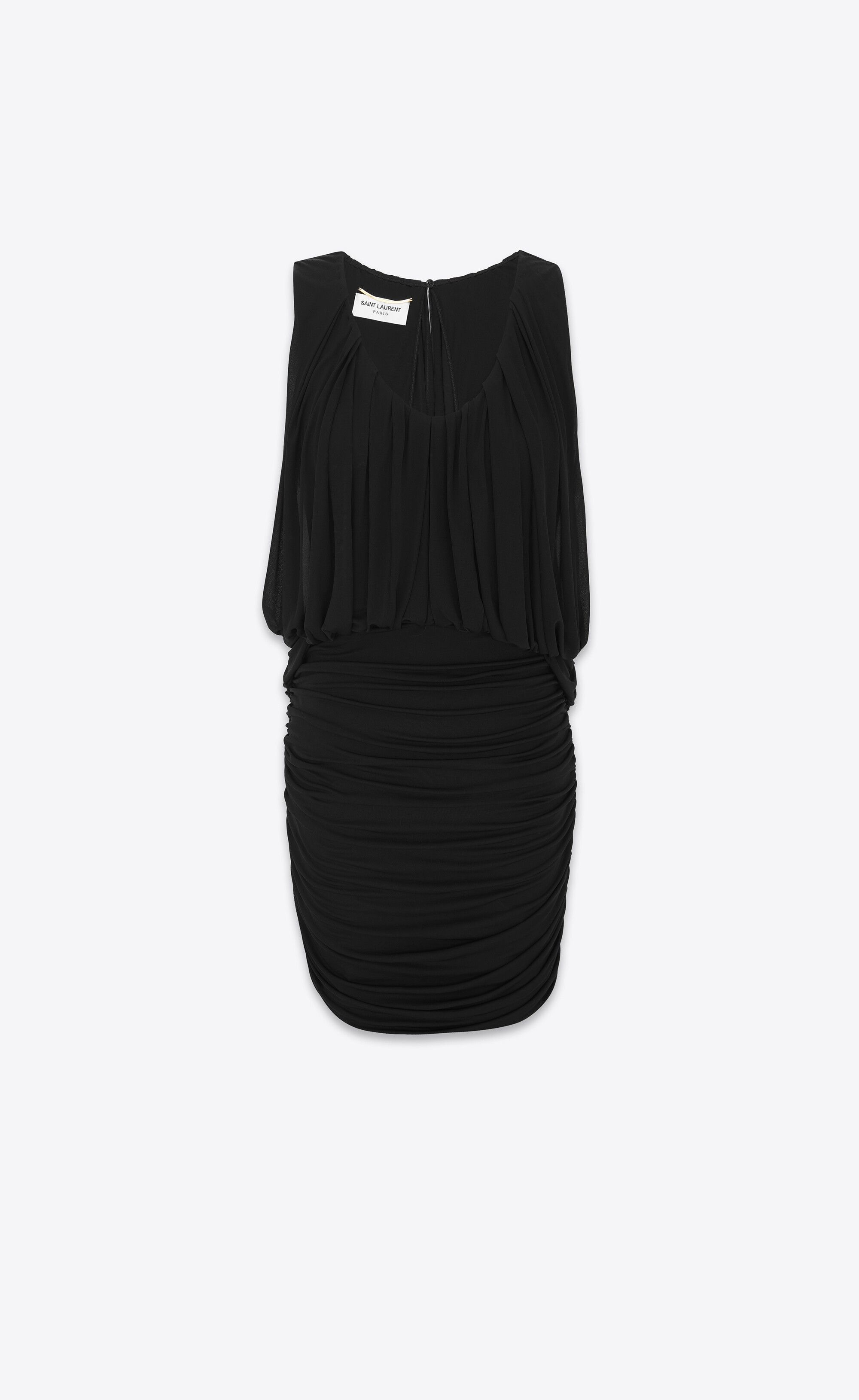 Saint Laurent Paris oc11z1025 Draped Dress in Jersey in Black Size XS / US 0-2 / IT 36-38 - 1 Thumbnail