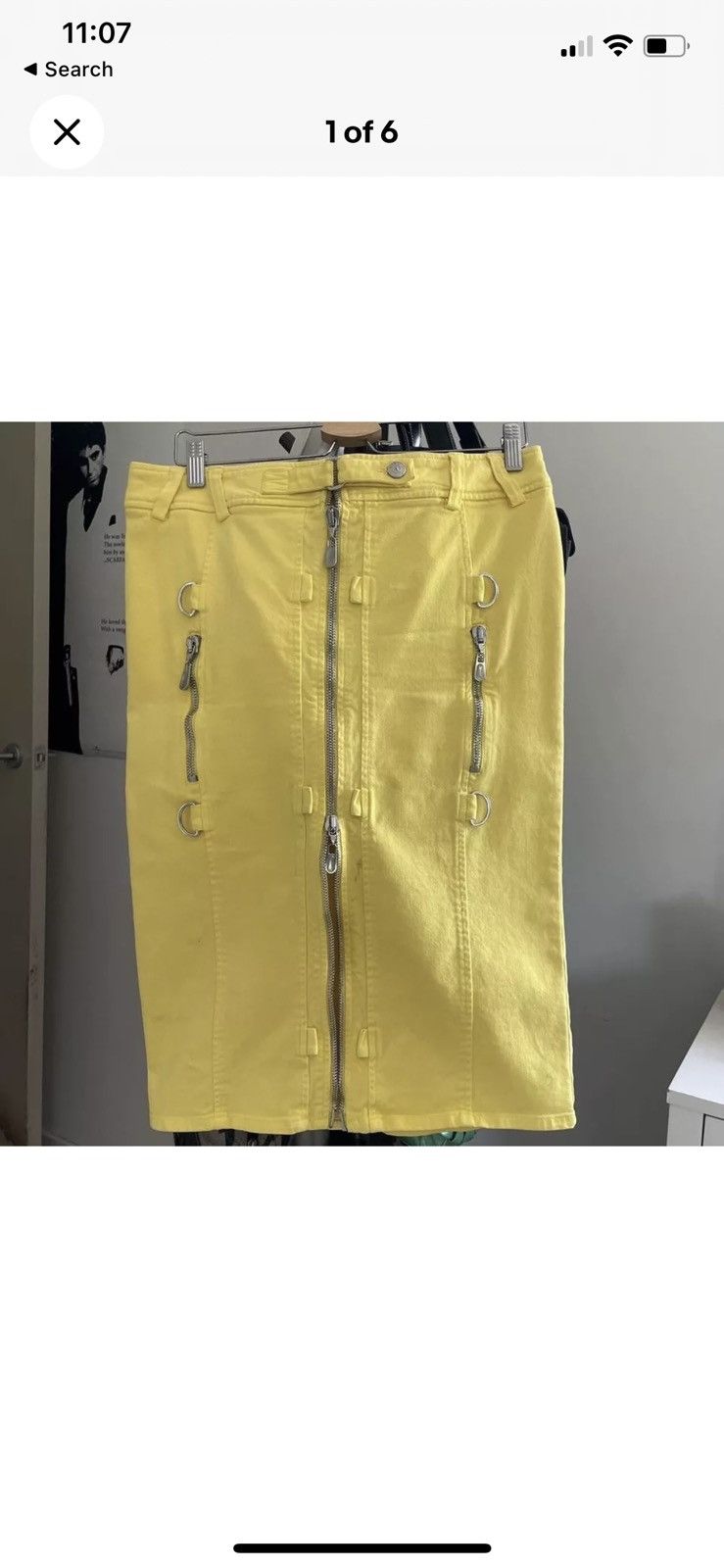 image of Vintage Versus Versace Utility Pencil Skirt in Yellow, Women's (Size 32)