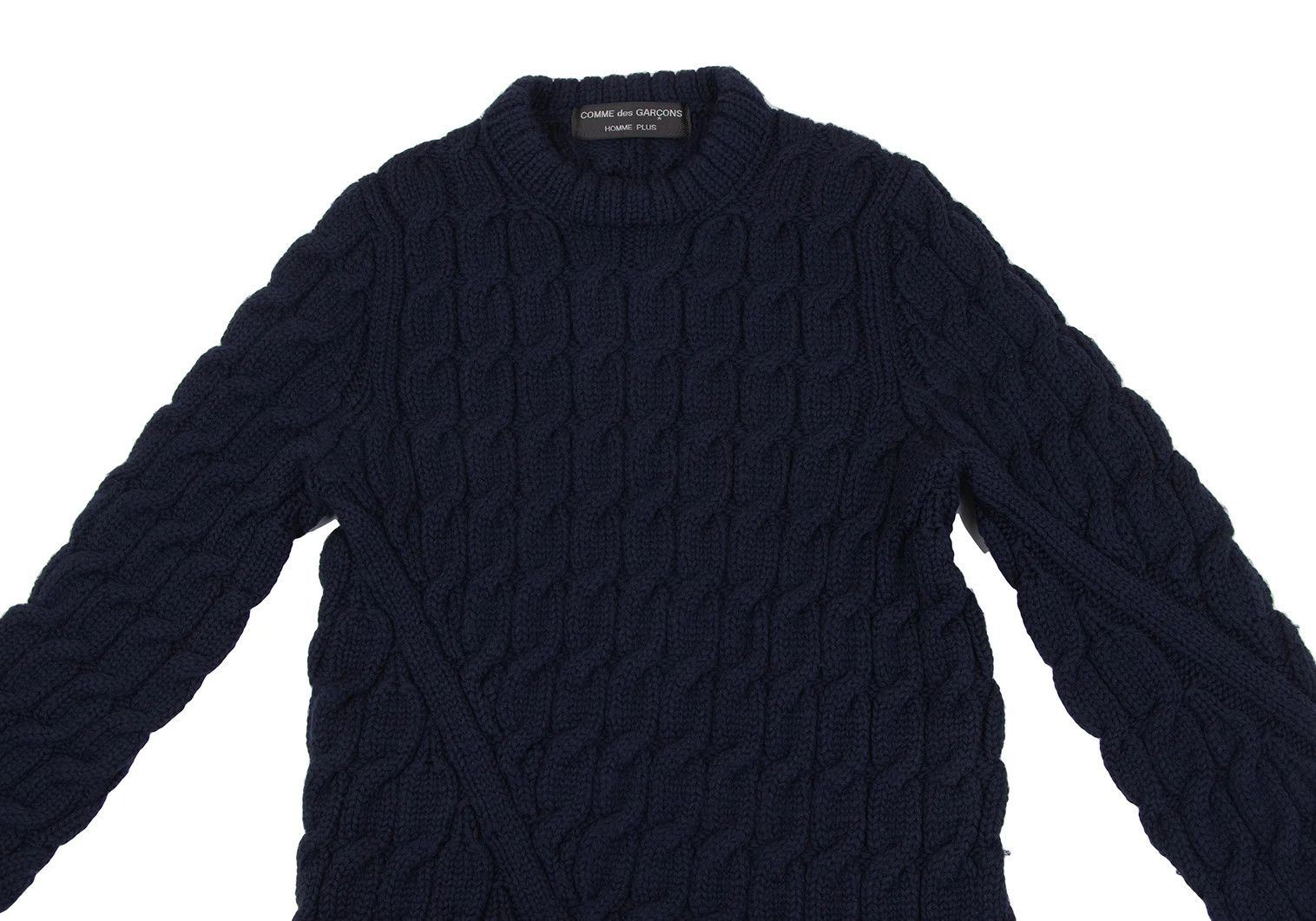 Comme des Garcons Homme Plus Wool Bias Cut Cable Knit Sweater in Navy, Size M Size US M / EU 48-50 / 2 - 2 Thumbnail
