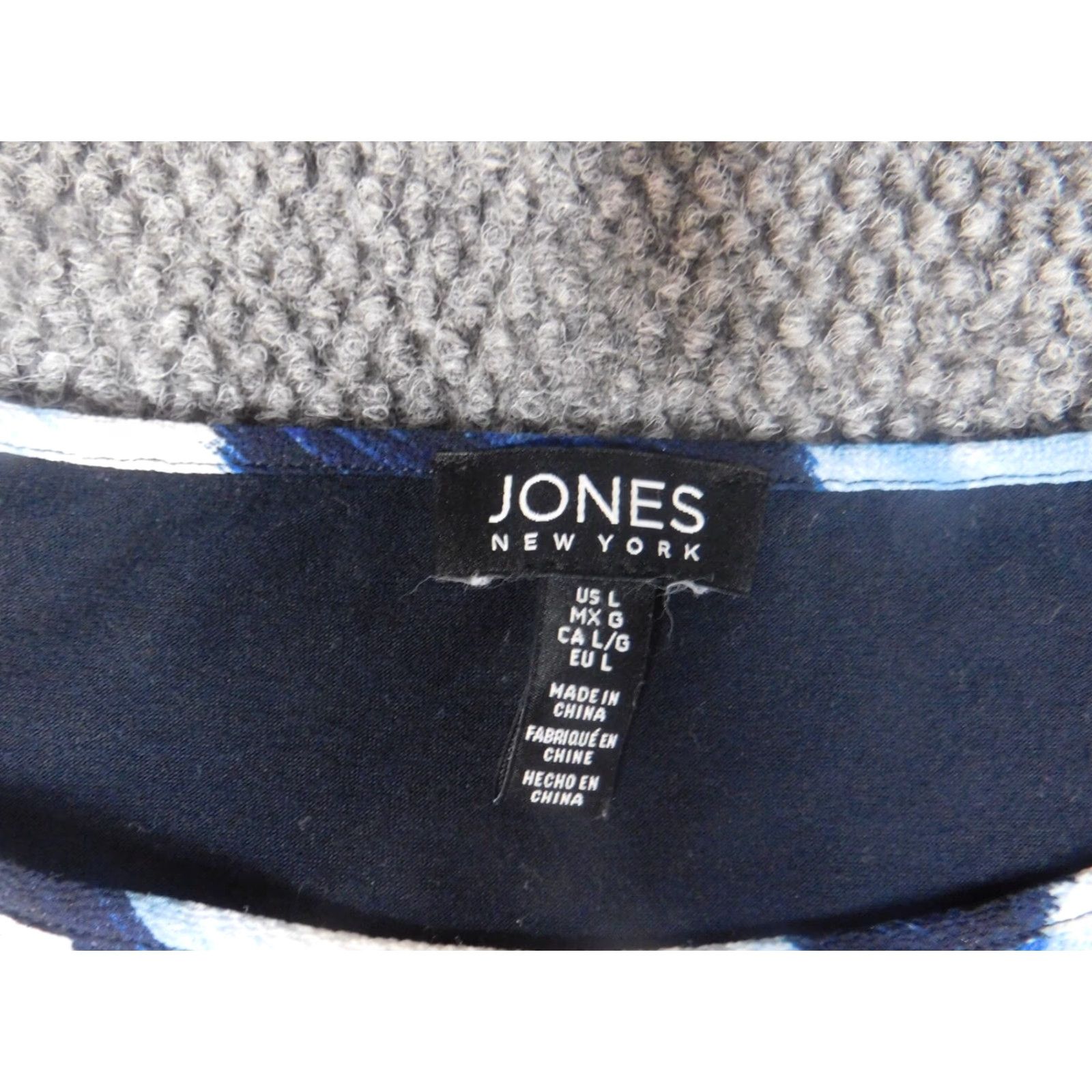 Jones New York Jones New York Womens Blouse L Blue Floral Crew Neck Short Sleeve Pullover Polyester Rayon Stretch Casual Regular Cap Sleeve Size L / US 10 / IT 46 - 5 Thumbnail