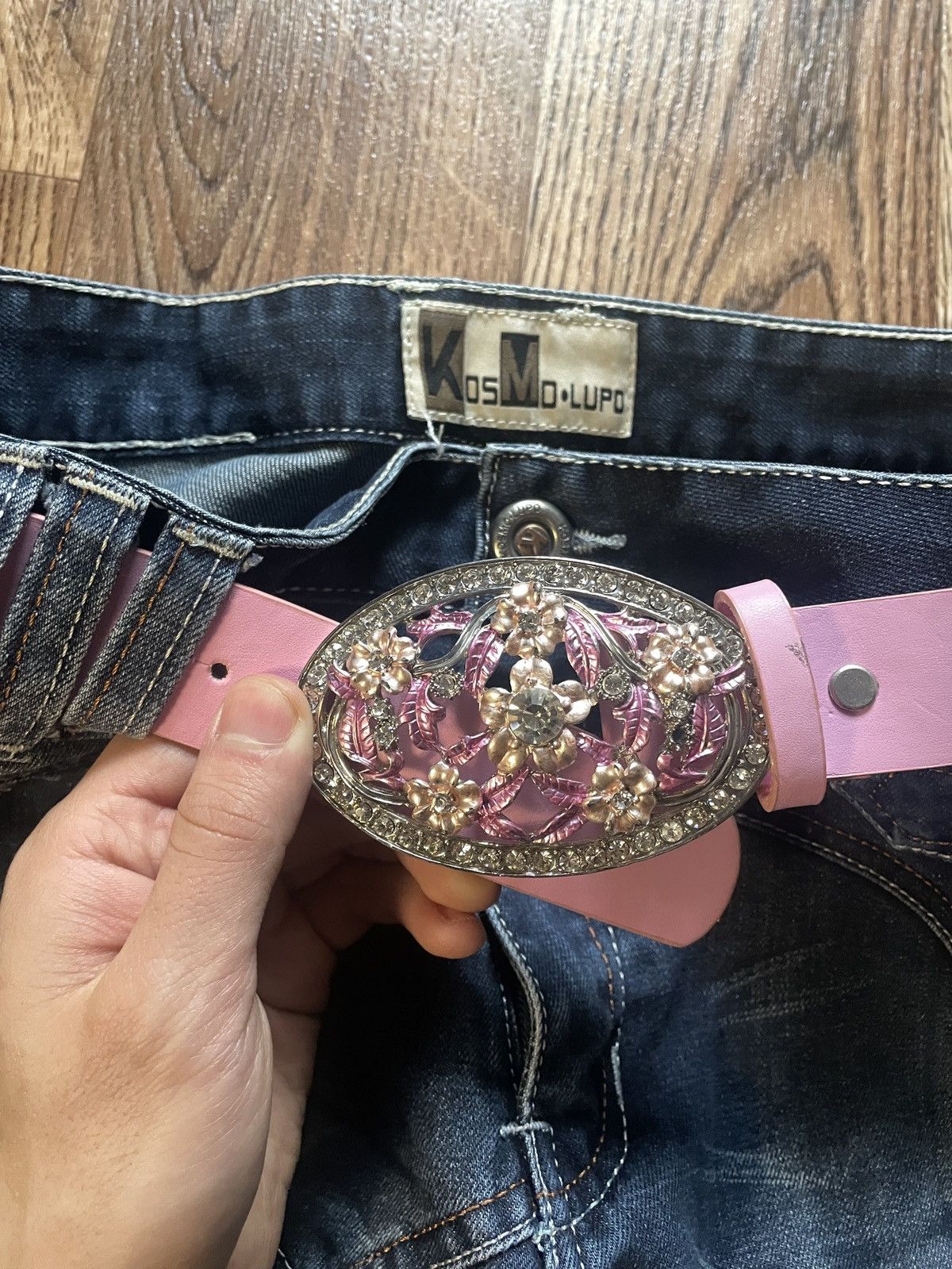 Japanese Brand Y2K 2000s Silver Cross Hip Hop Skater Black Roller Belt Size ONE SIZE - 3 Thumbnail