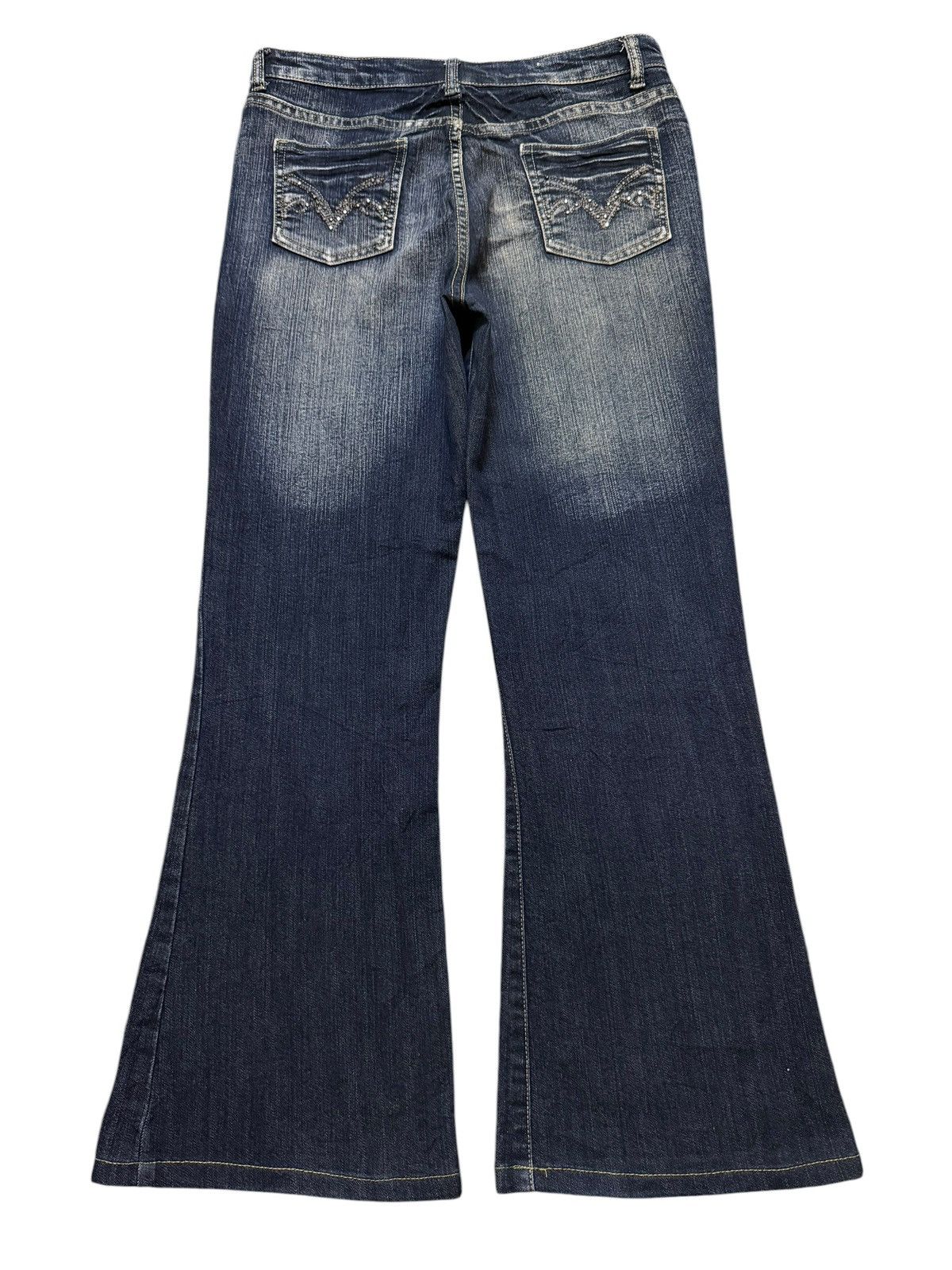 If Six Was Nine Vintage Y2K Japanese Brand Faded Wash Whisker Wide Leg Flare Size 30" / US 8 / IT 44 - 2 Thumbnail