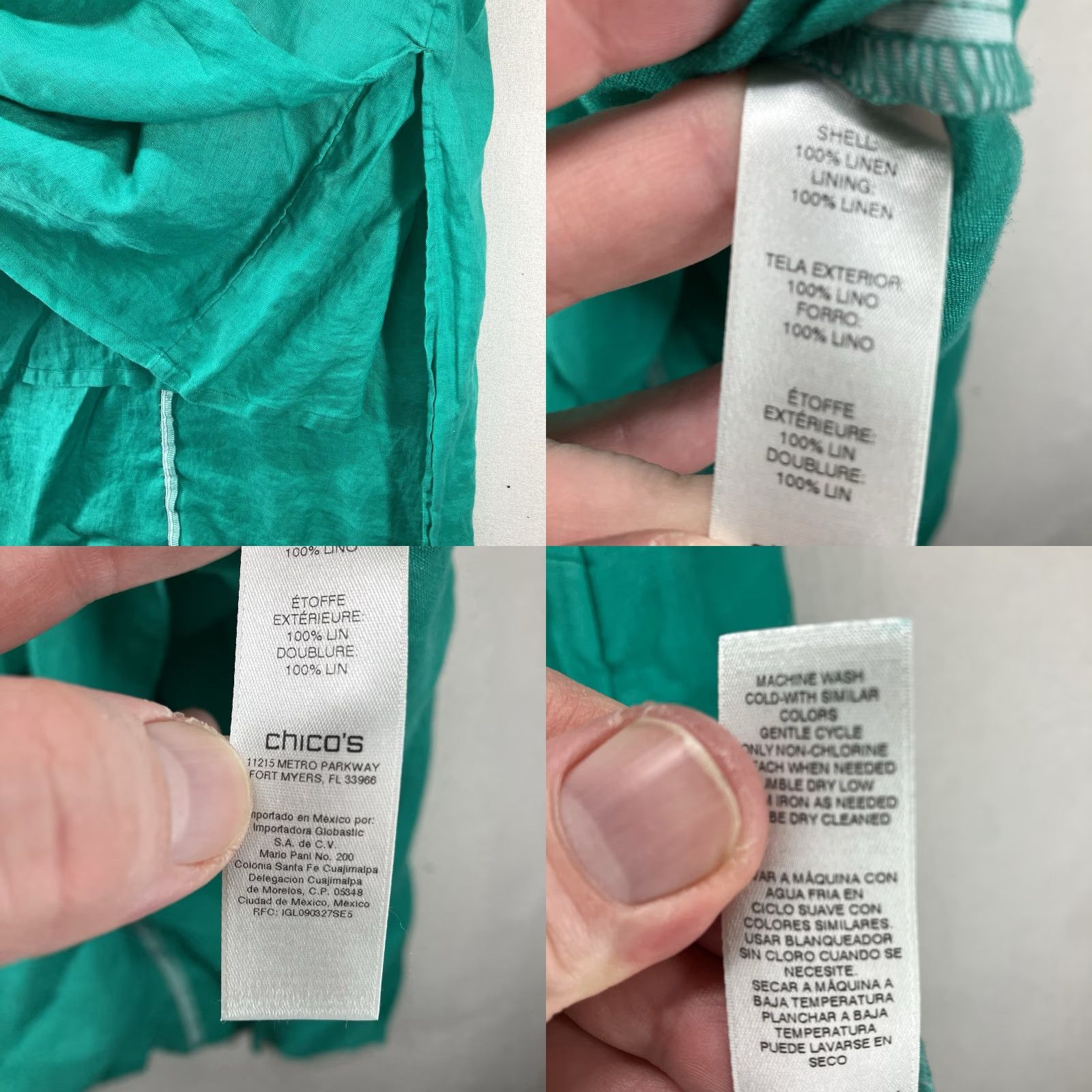 Vintage Chicos Side Slit Linen Tunic Sleeveless Top Congo Green Women's Petite PXL Size 3 Size XL / US 12-14 / IT 48-50 - 9 Thumbnail
