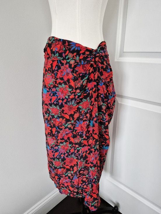 Rag & Bone Red Multi Amber Silk Floral Skirt Gift Party Spring Summer Size 26" / US 2 / IT 38 - 10 Thumbnail